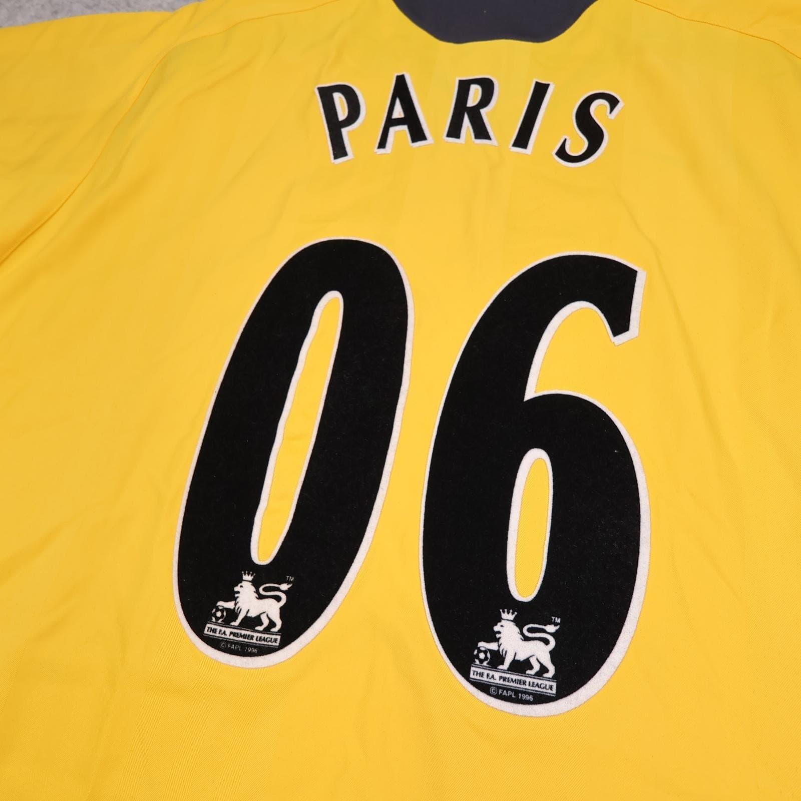 Vintage Arsenal Shirt Mens XL Yellow Away EPL Football Nike O2 Paris 06 photo 9