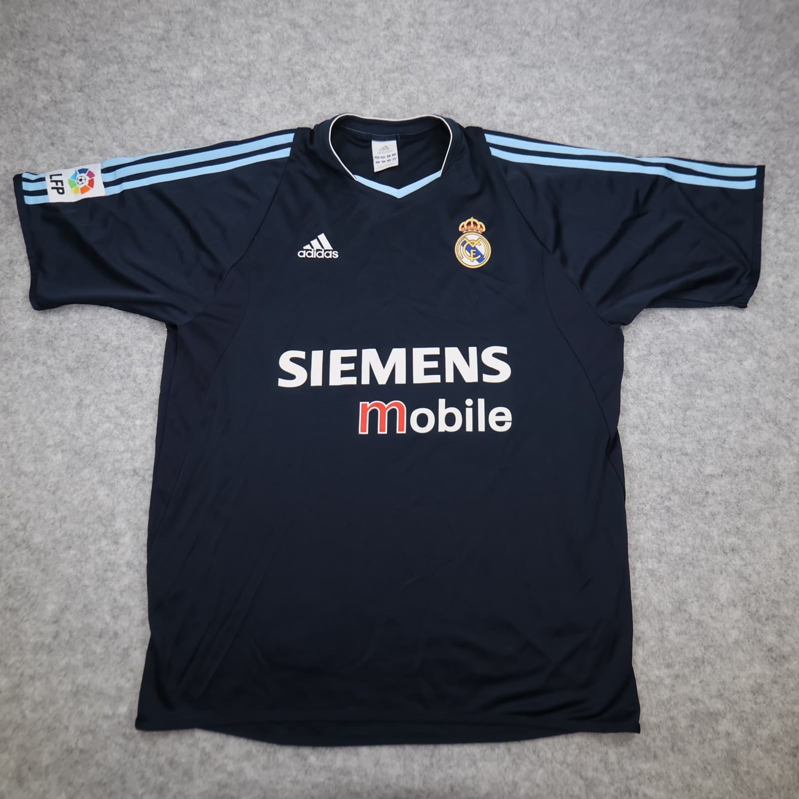Vintage Real Madrid Shirt Large Blue Away Kit 2002 2003 Adidas Football Jersey