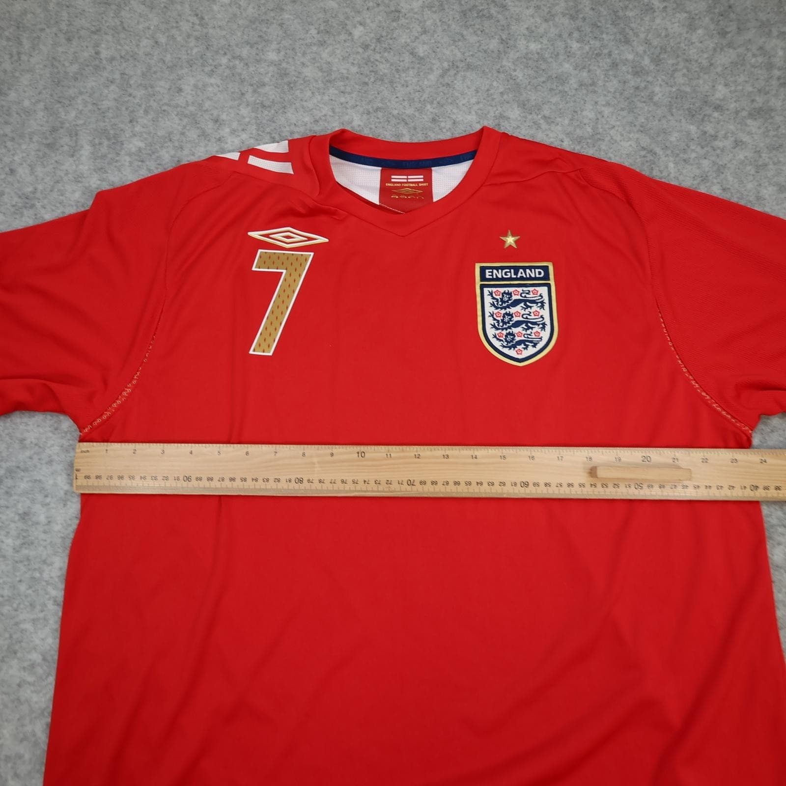 England Away Shirt Mens 2XL Red 2006 Football Umbro Beckham 7 Jersey Top photo 10