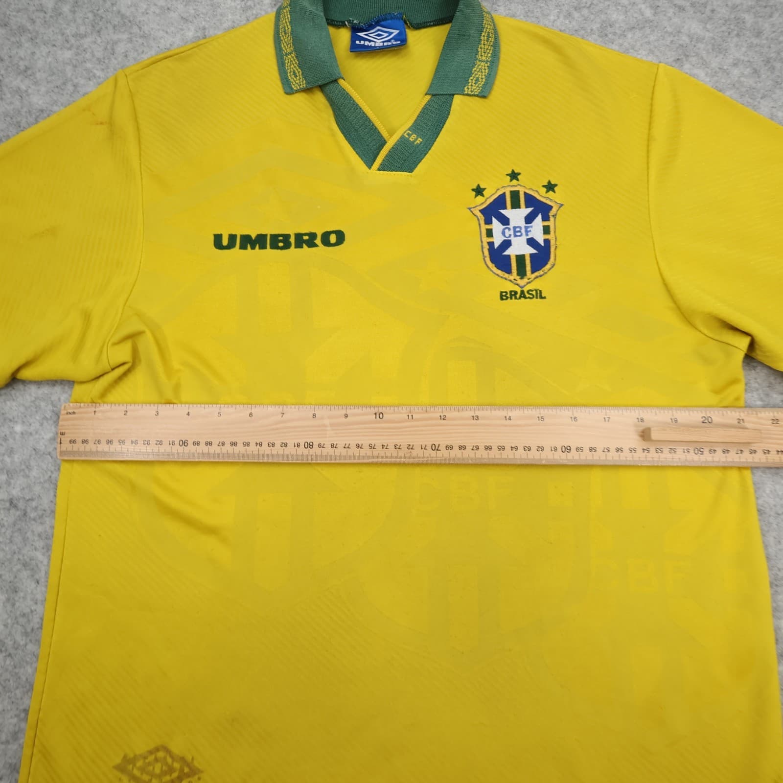 Vintage Brazil Football Shirt Large Yellow Home Kit 1993 1994 Soccer Jersey photo 8