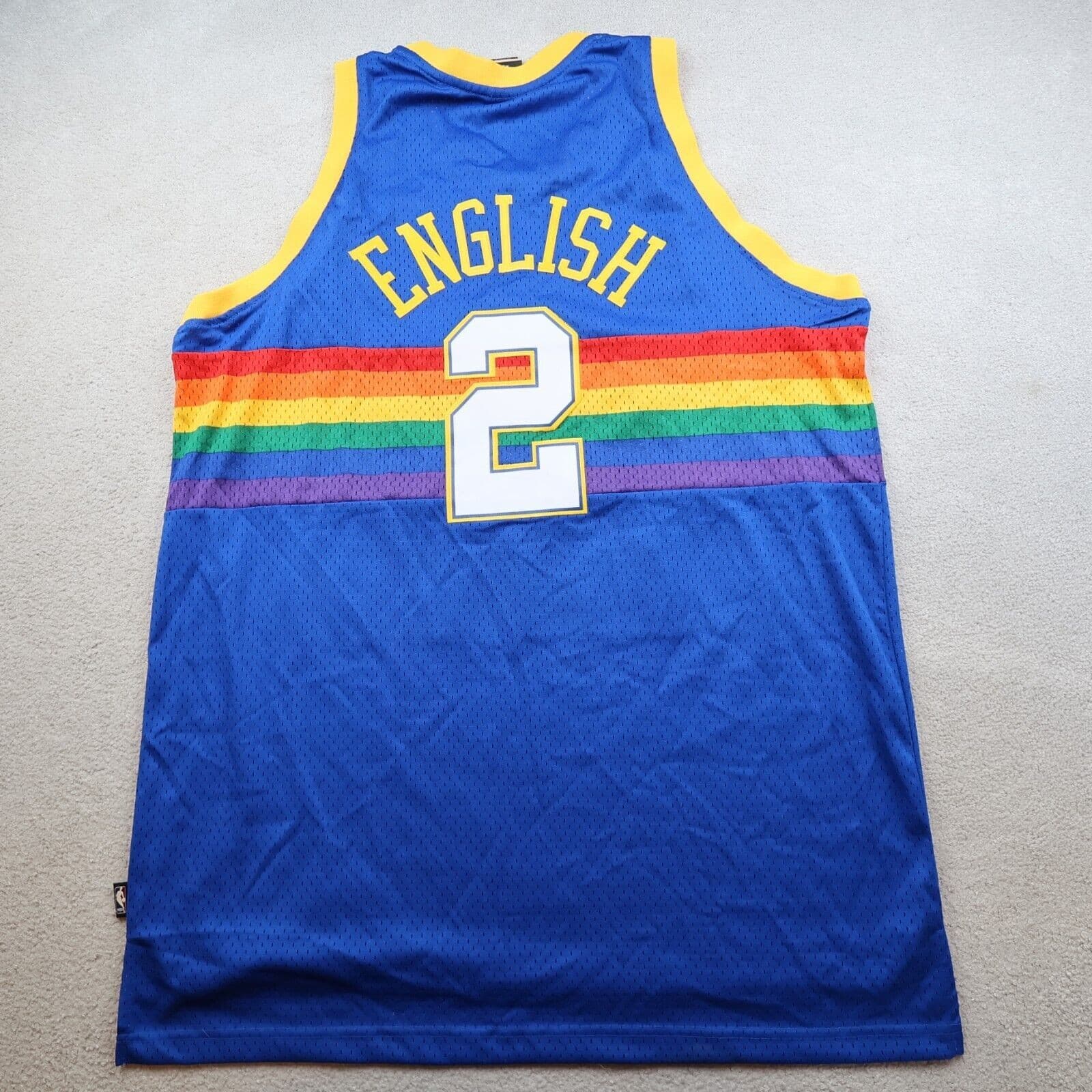 Denver Nuggets Jersey 2XL Reebok NBA Alex English Hardwood Classics 1987 1988
