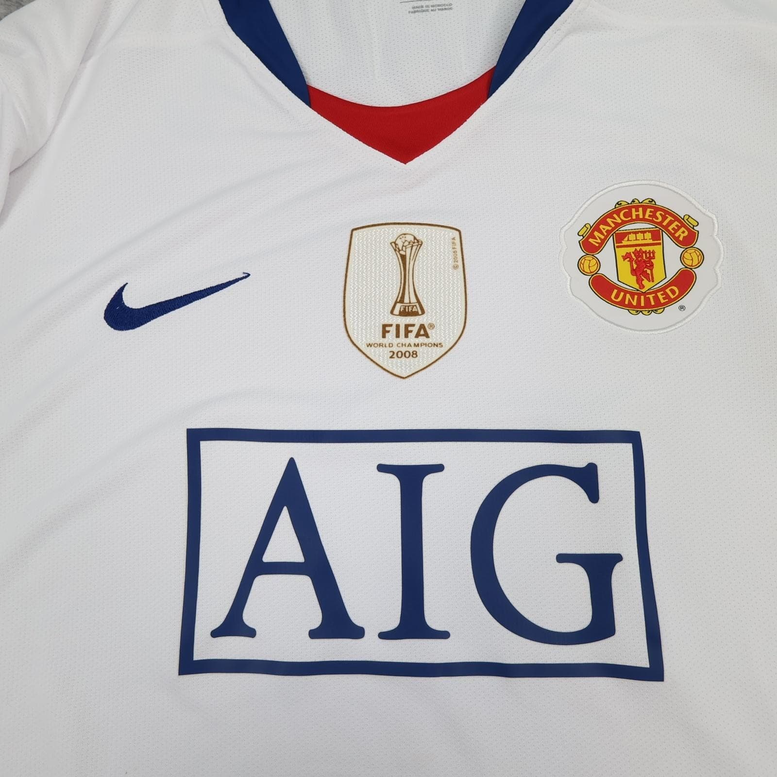 Manchester United Shirt Mens 2XL White Away 2008 2009 Nike AIG Ronaldo 7 Jersey photo 5