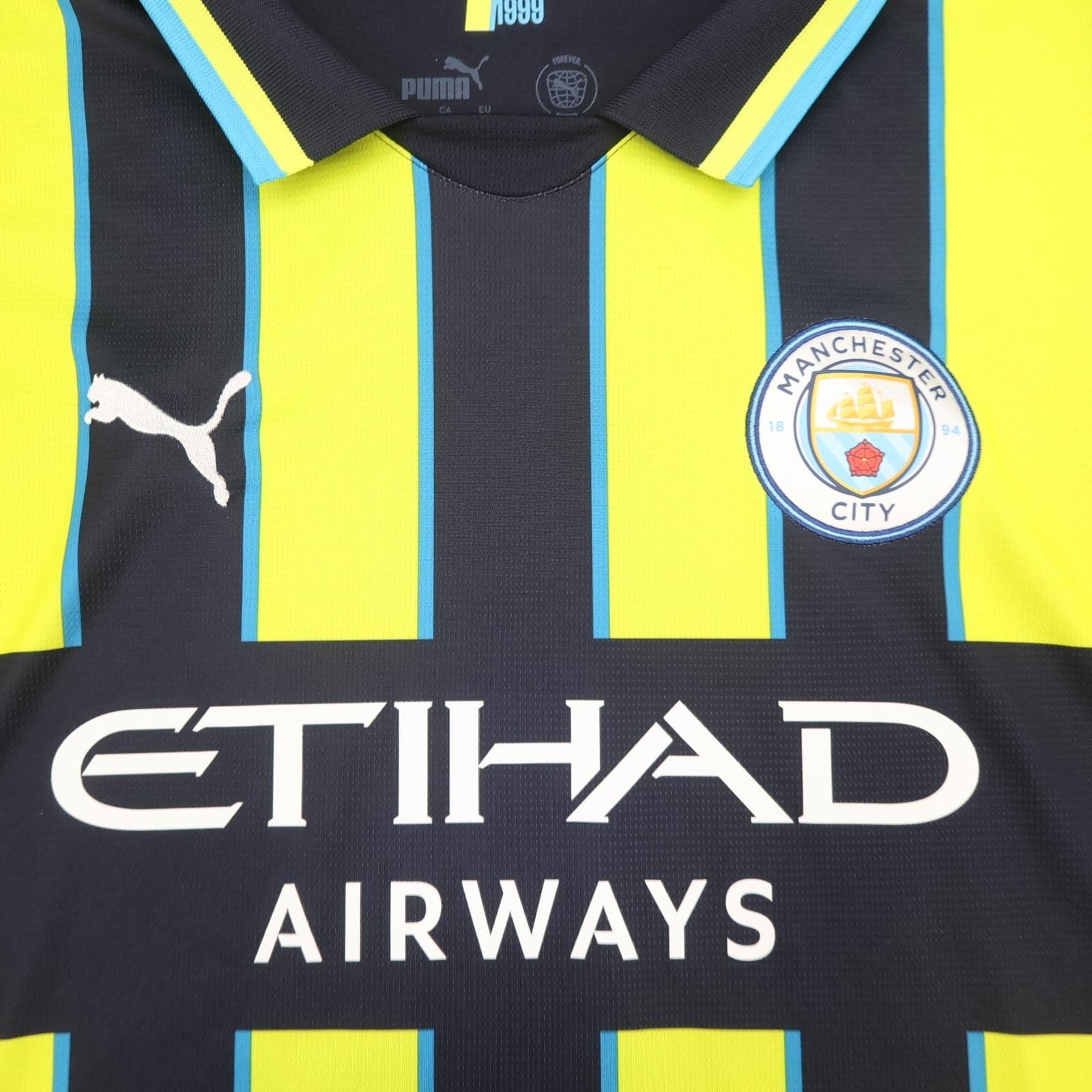 Manchester City Away Shirt Mens 2XL 2024 2025 Football Puma Yellow Striped photo 3