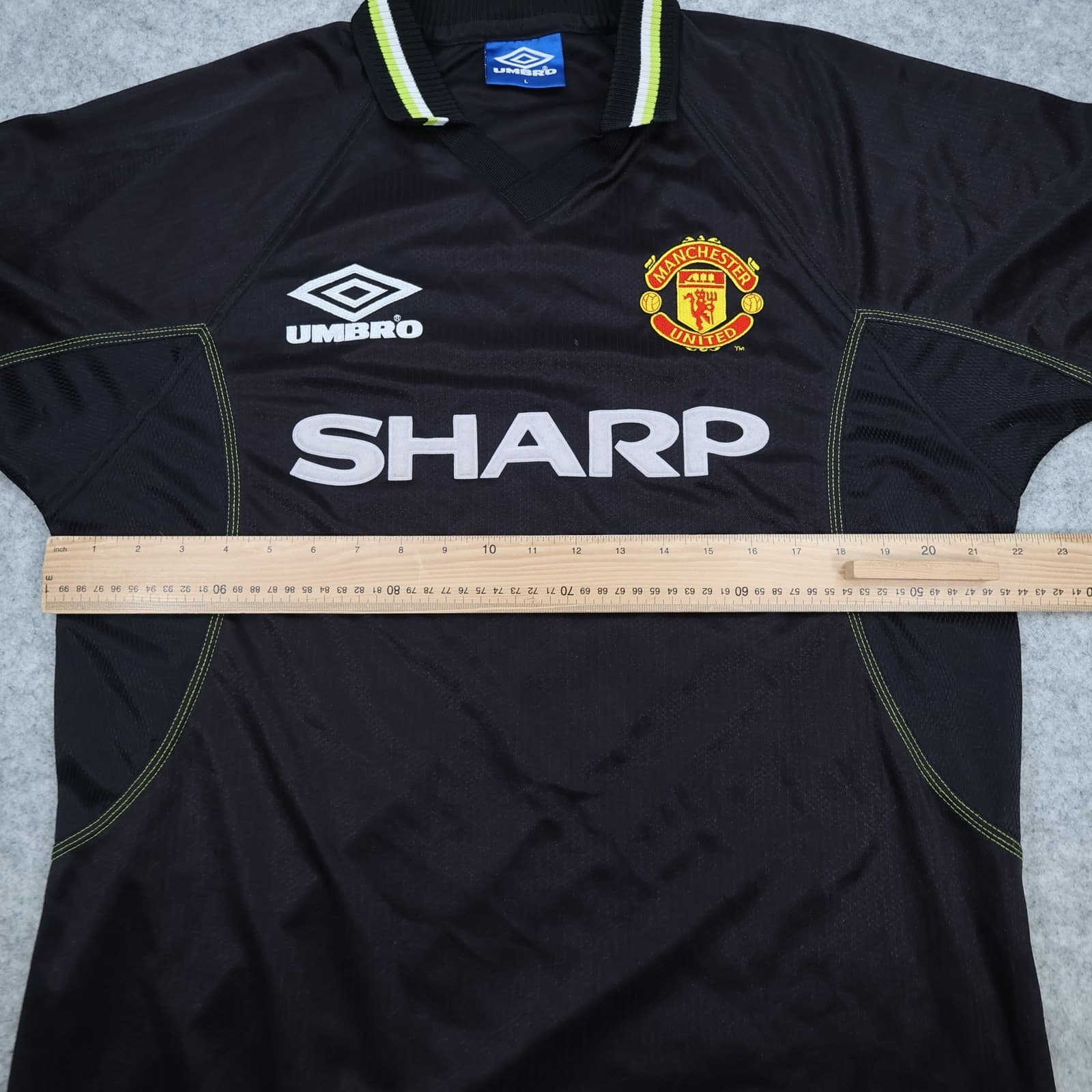 Vintage Manchester United Shirt Large Black Third Kit 1998 1999 Umbro Jersey photo 10