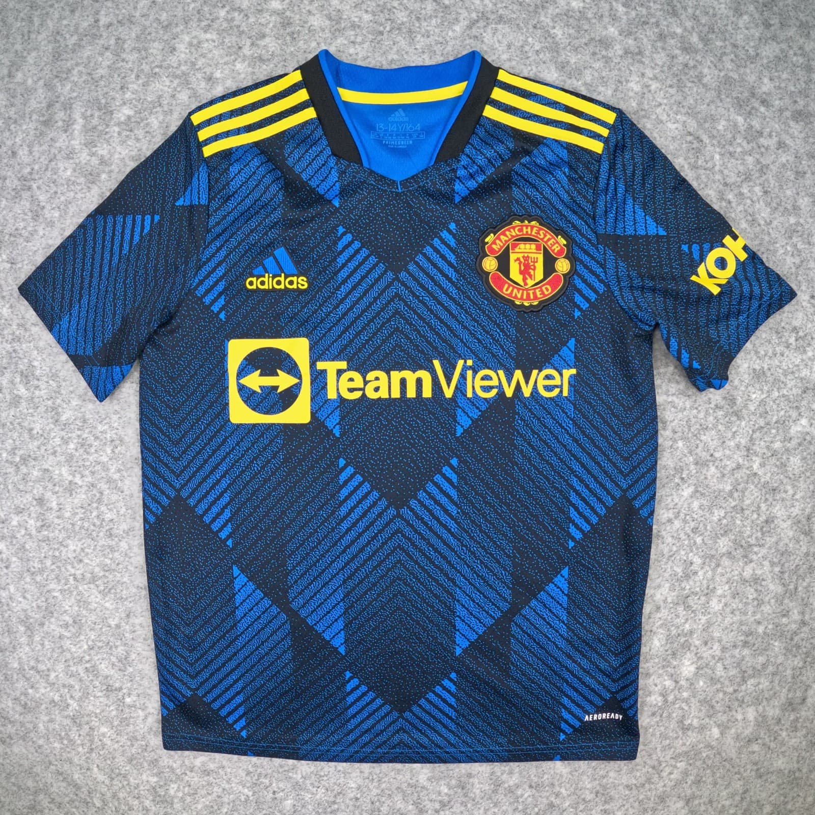 Manchester United Football Shirt Children 13 14Y Blue Third 2021 22 adidas Kids