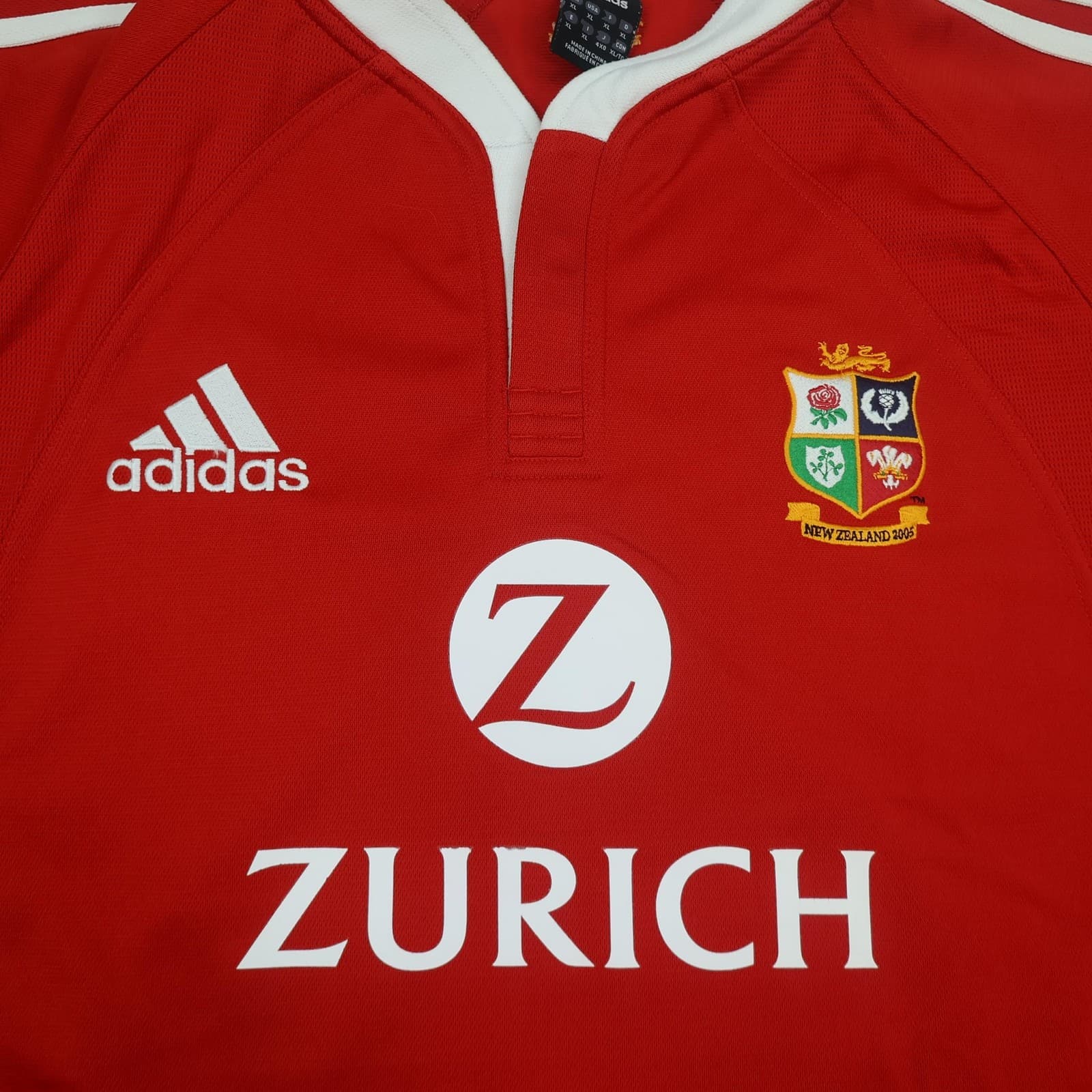 Vintage British Lions Rugby Shirt Mens XL Red Rugby Union Adidas Zurich 2005 photo 3