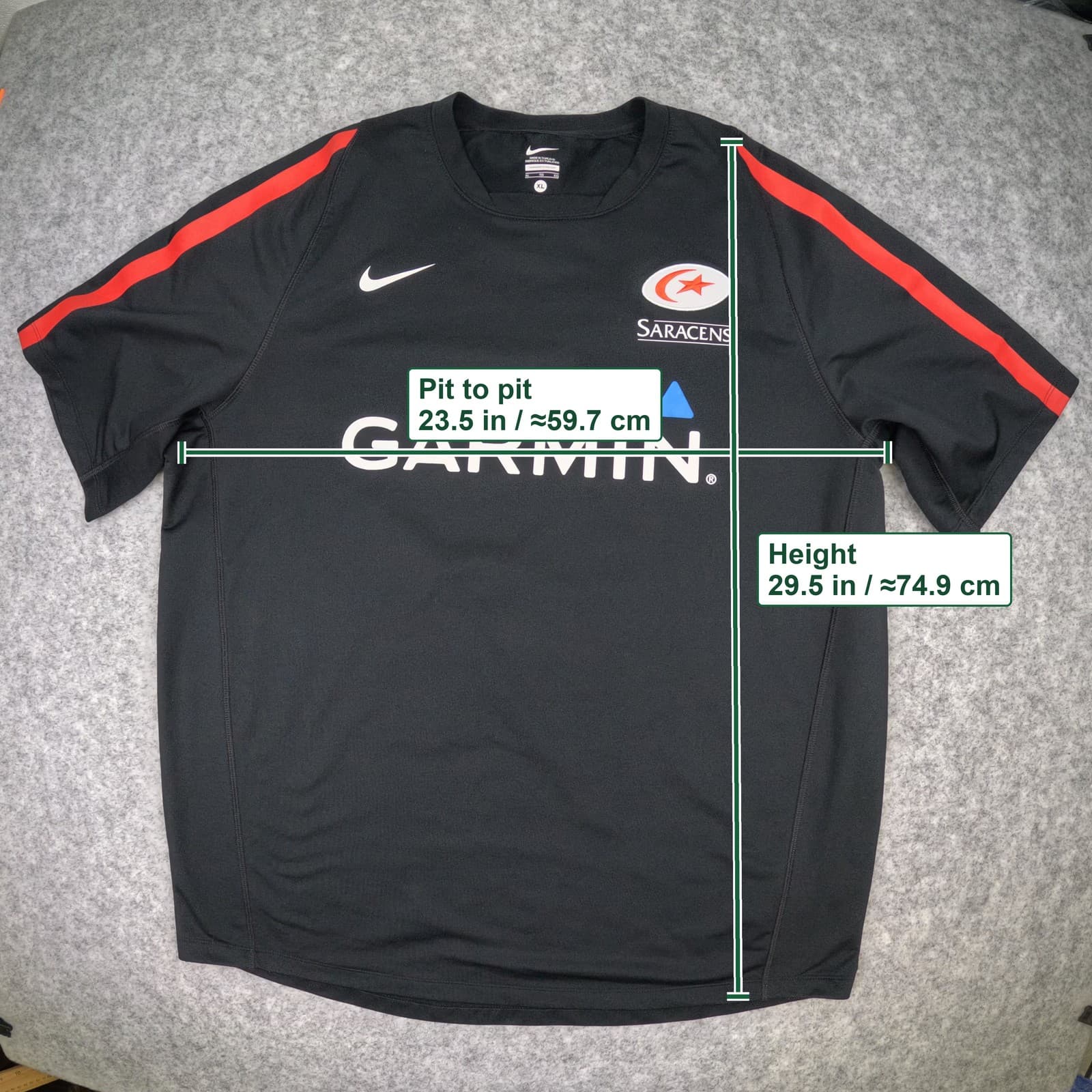Saracens Rugby Shirt Extra Large Black Nike Short Sleeve Jersey photo 4