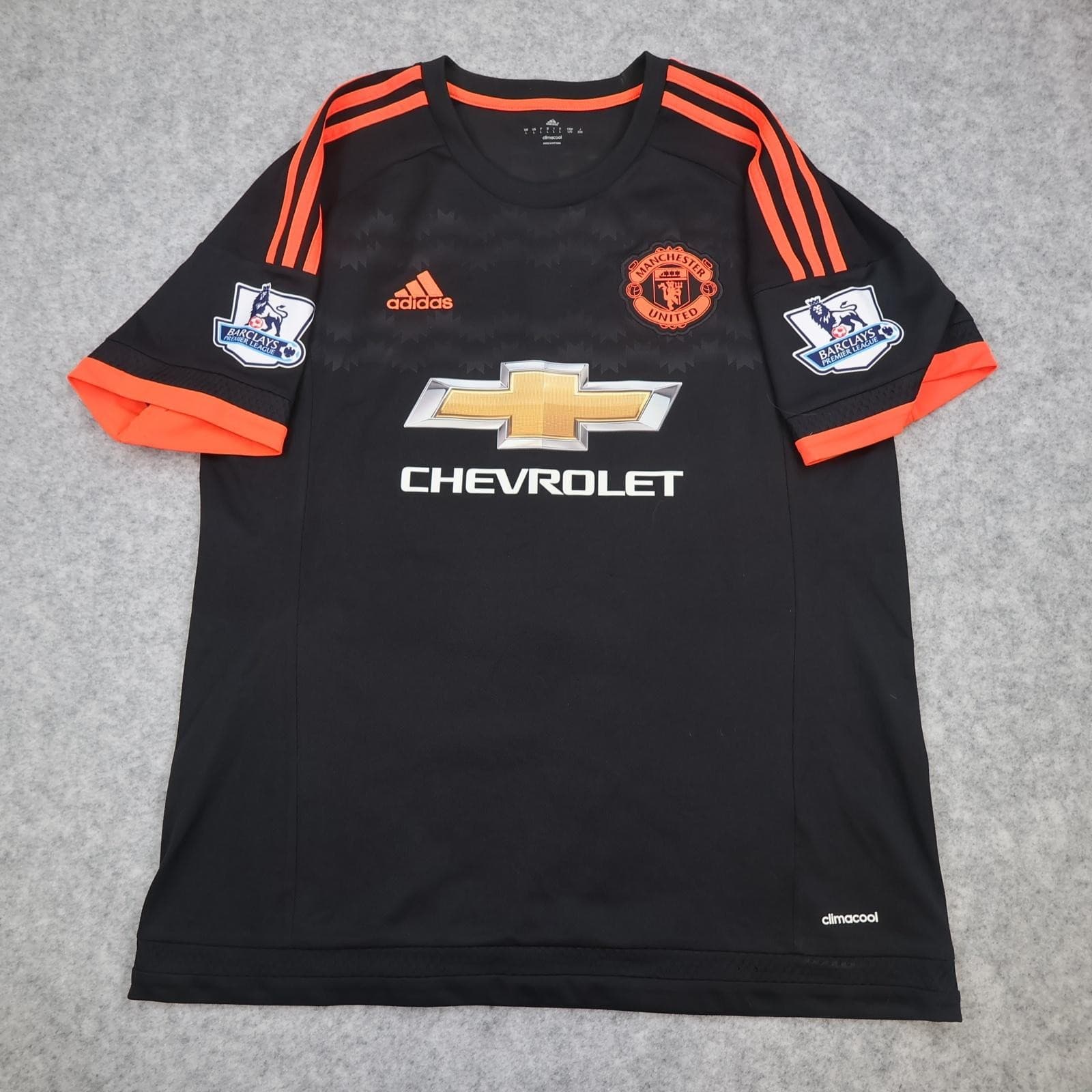 Manchester United Shirt Mens Large Black 3rd Kit 2015 2016 EPL Adidas Shaw 23 photo 2