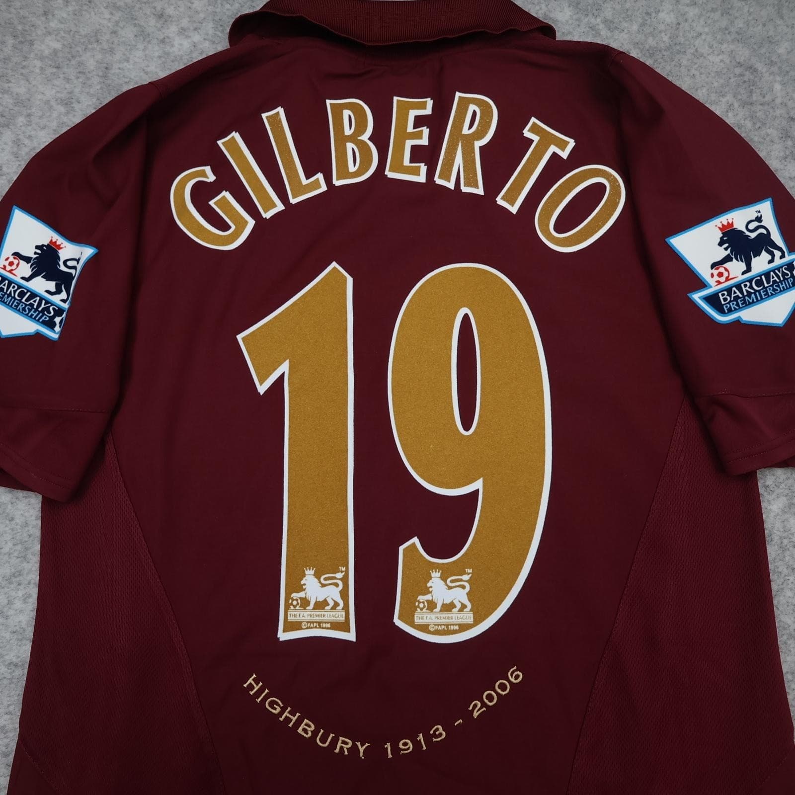Vintage Arsenal Shirt Mens Small Red Home 2005 2006 Nike O2 Gilberto 19 Highbury photo 2