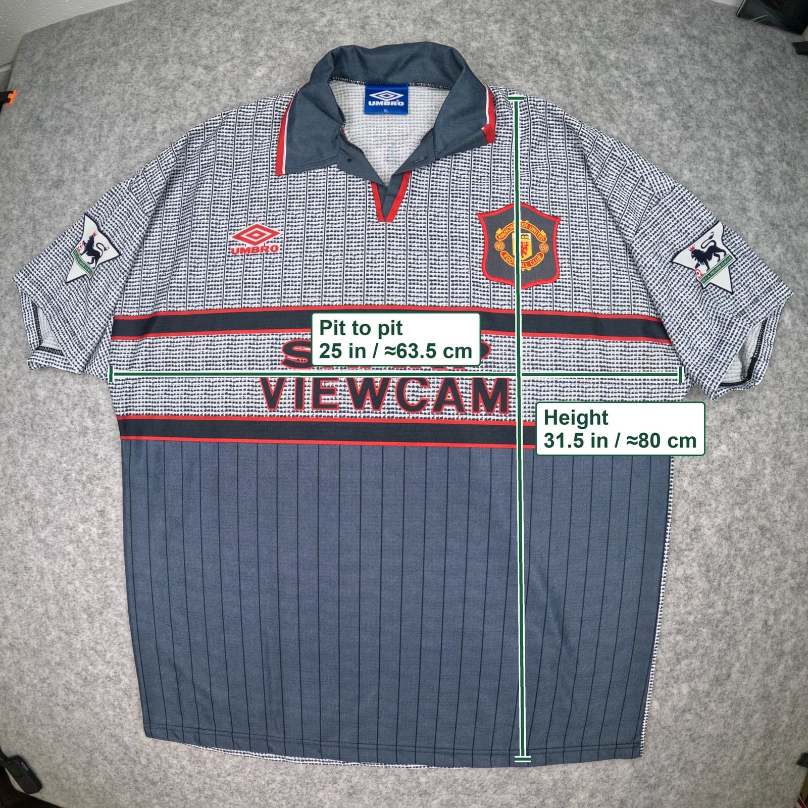Manchester United Football Shirt Large Away 1995 1996 Umbro Cantona 7 Jersey photo 7