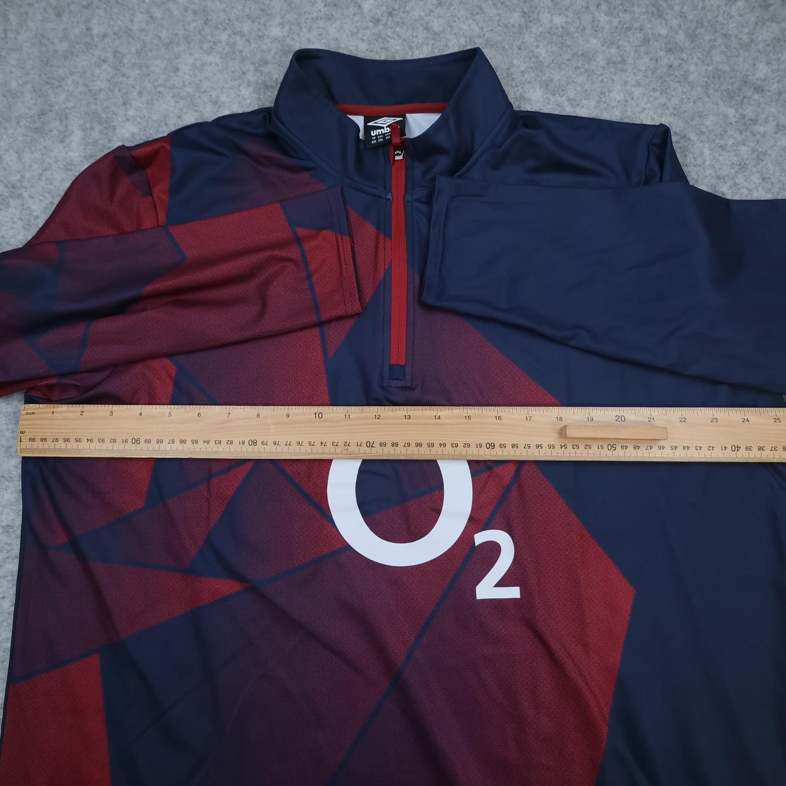 England Rugby Training Shirt Mens 2XL Navy Red Umbro O2 Quarter Zip Top photo 10