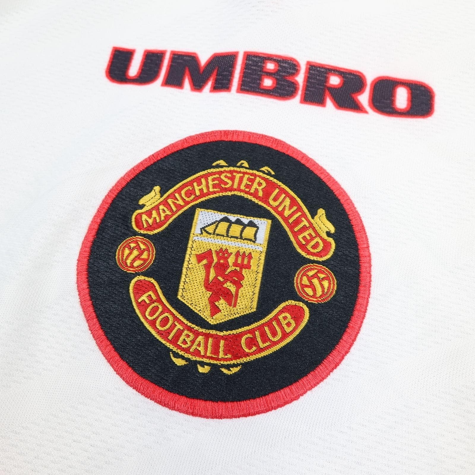 Vintage Manchester United Shirt Mens Large White Away Umbro Sharp 1996 1997 90s photo 3
