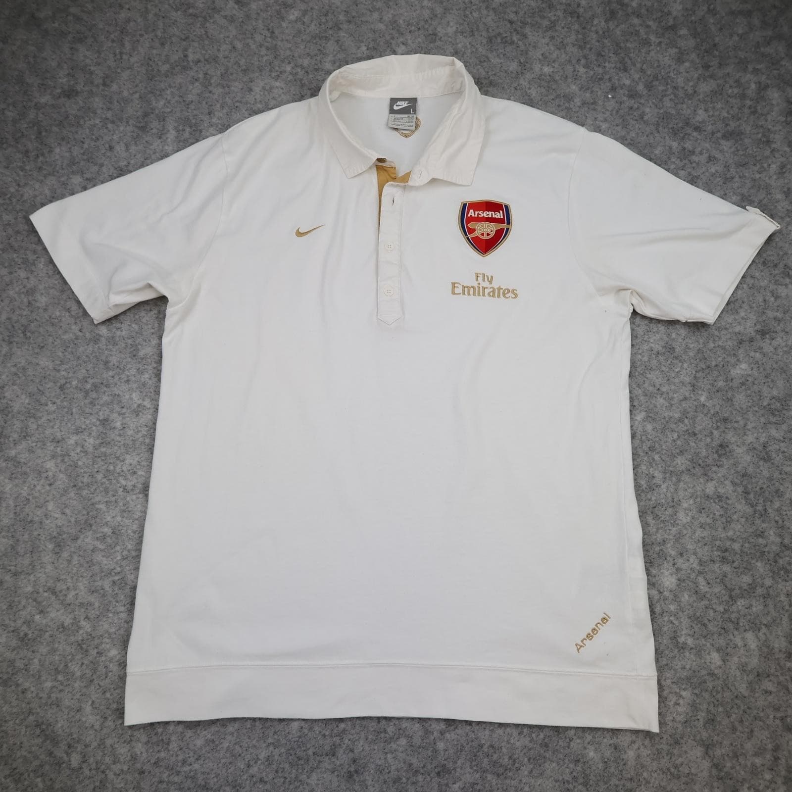 Arsenal Training Shirt Mens Large White EPL 2007 2008 Nike Fly Emirates Polo