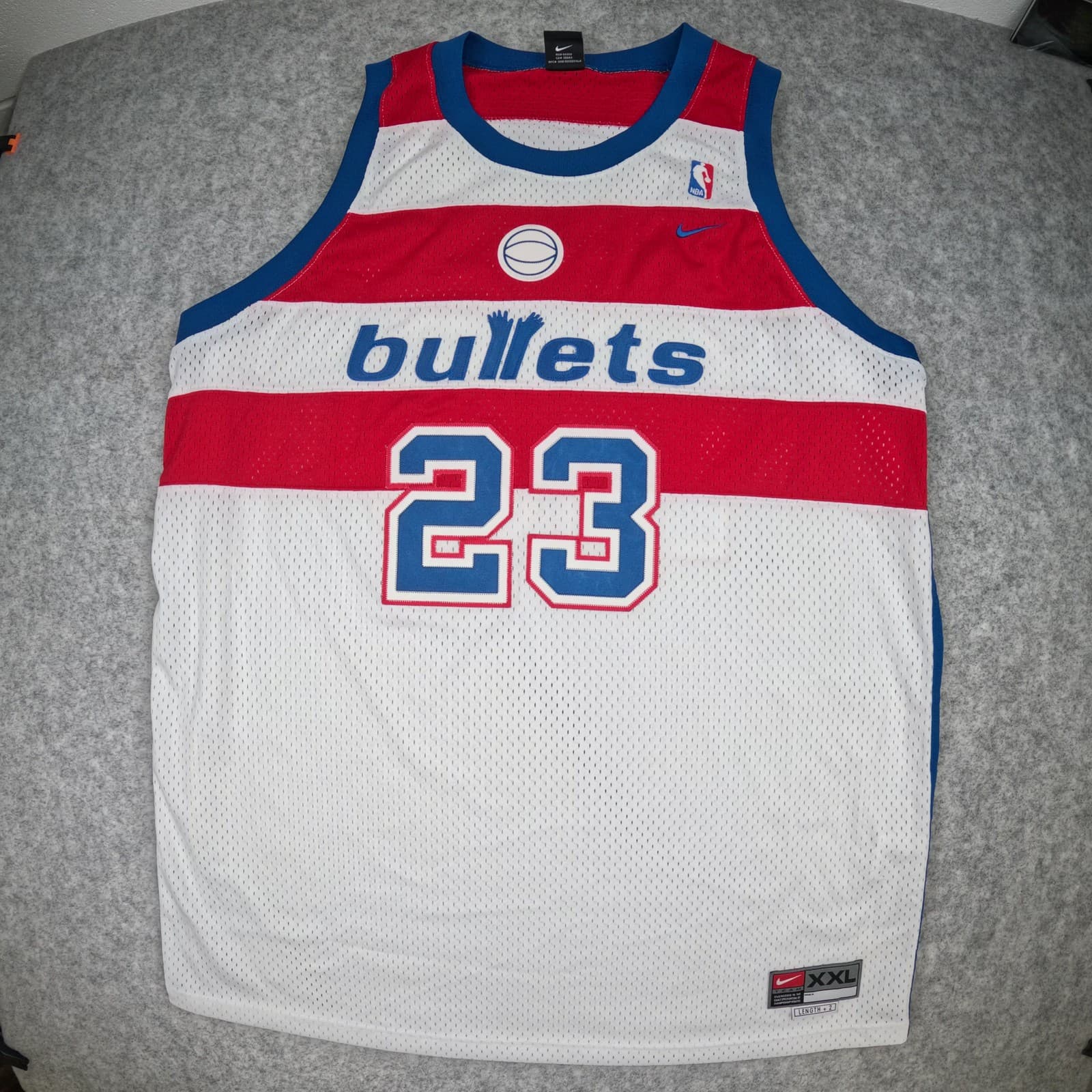 Vintage Washington Bullets Basketball Jersey 2XL White Nike Michael Jordan 23 photo 2