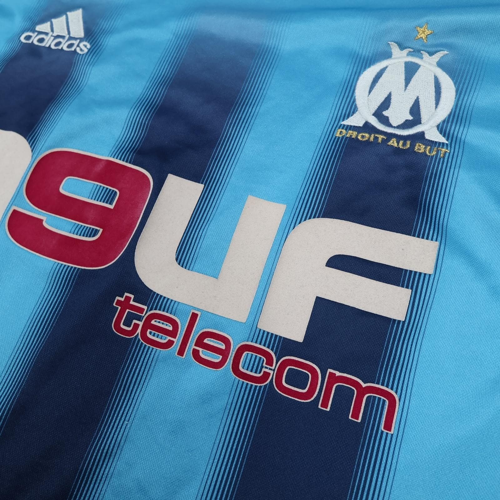 Olympique Marseille Shirt Mens Large Blue Away 2004 2005 Adidas Soccer Jersey photo 5