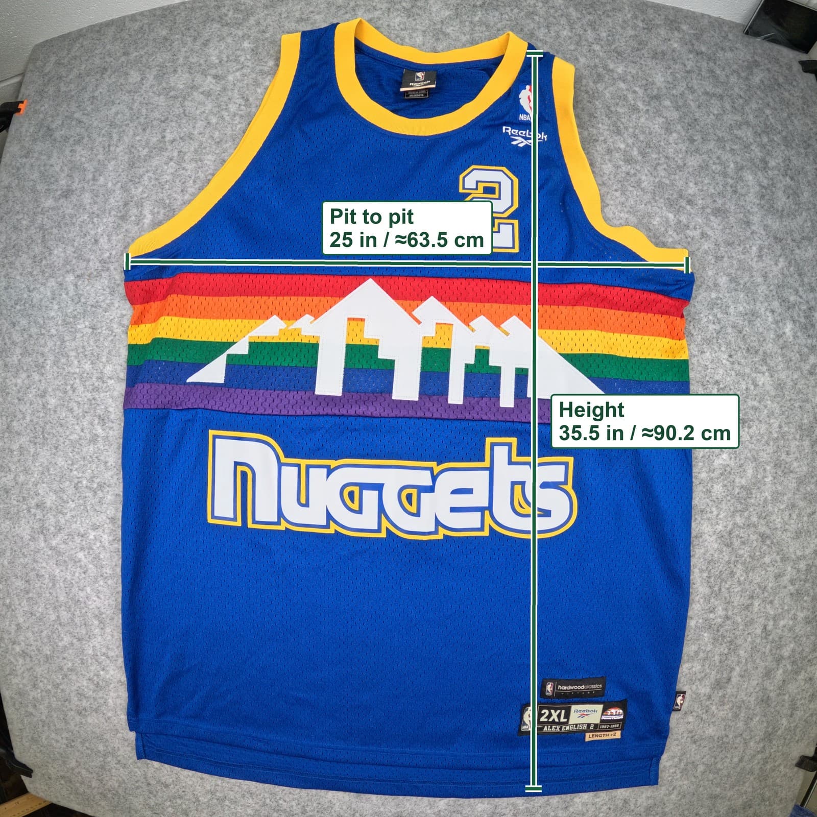 Denver Nuggets Basketball Jersey 2XL 1987-88 Alex English Hardwood Classics XXL photo 4