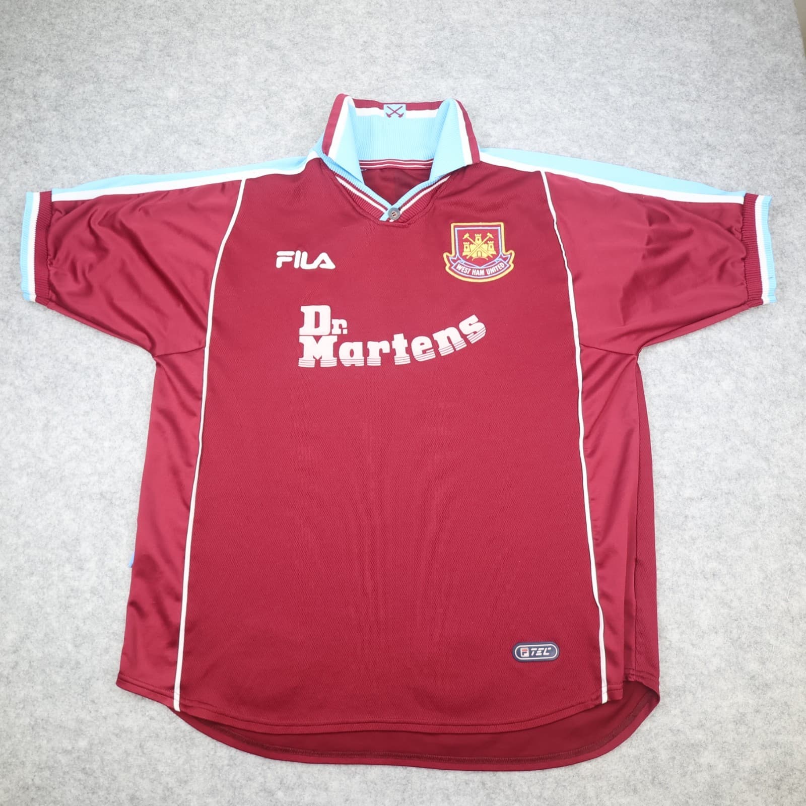 West Ham United Shirt 2XL Burgundy Home Kit 1999 2001 Dr Martens Di Canio Jersey photo 2