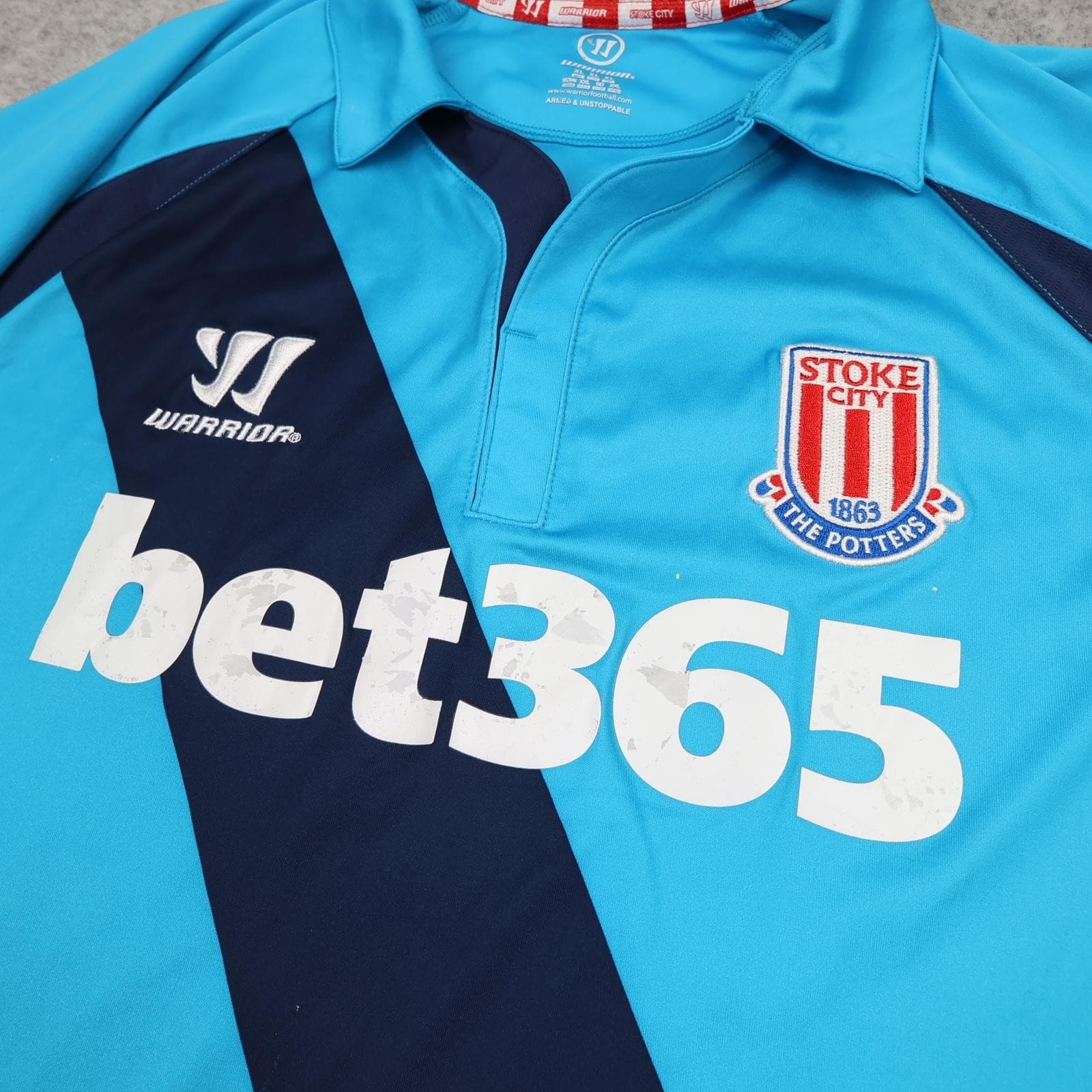 Stoke City Away Shirt Mens XL Blue 2014 2015 Warrior Arnautovic 10 Soccer Jersey photo 3