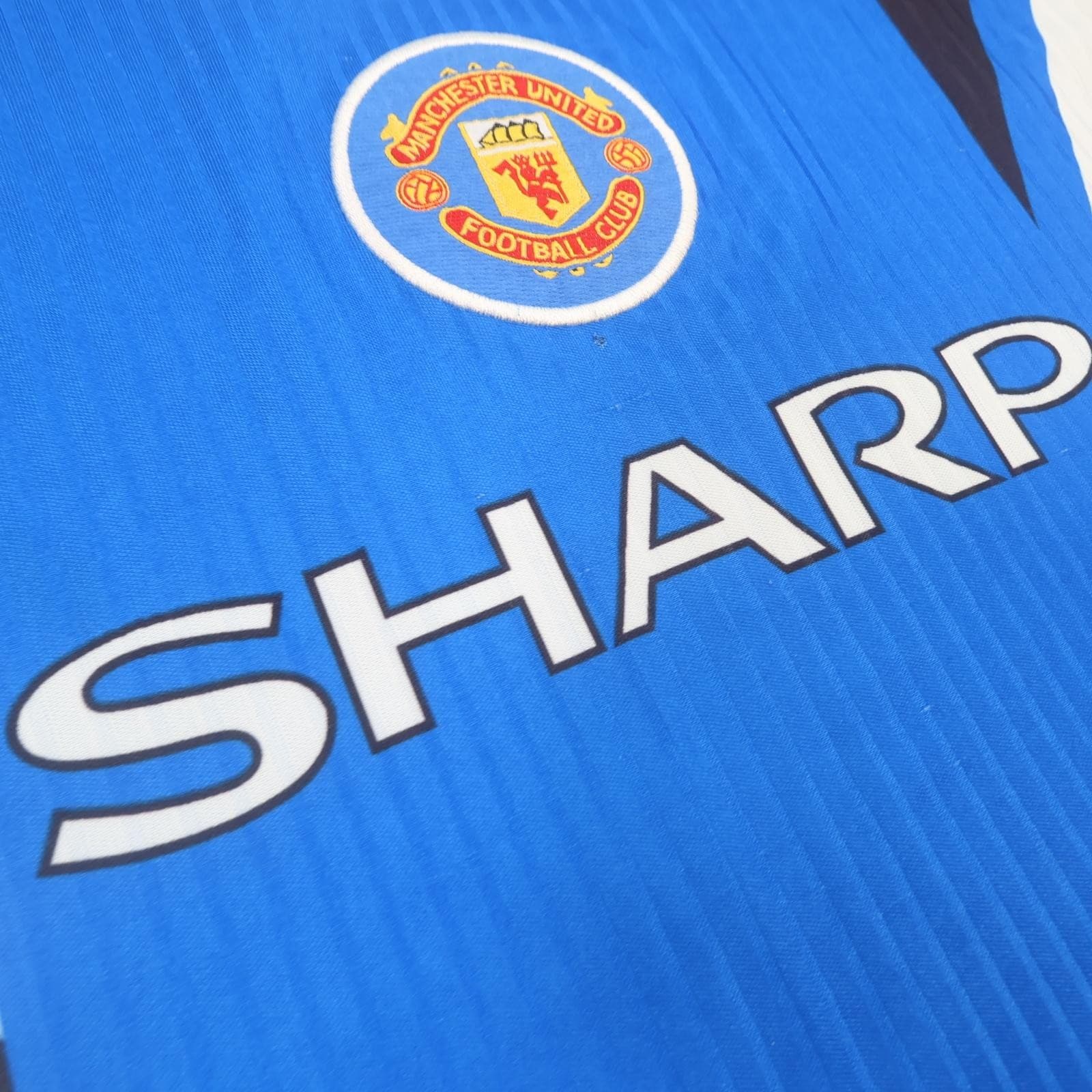 Vintage Manchester United Shirt Mens XL Blue EPL 1996 1998 Umbro Sharp 90s photo 8