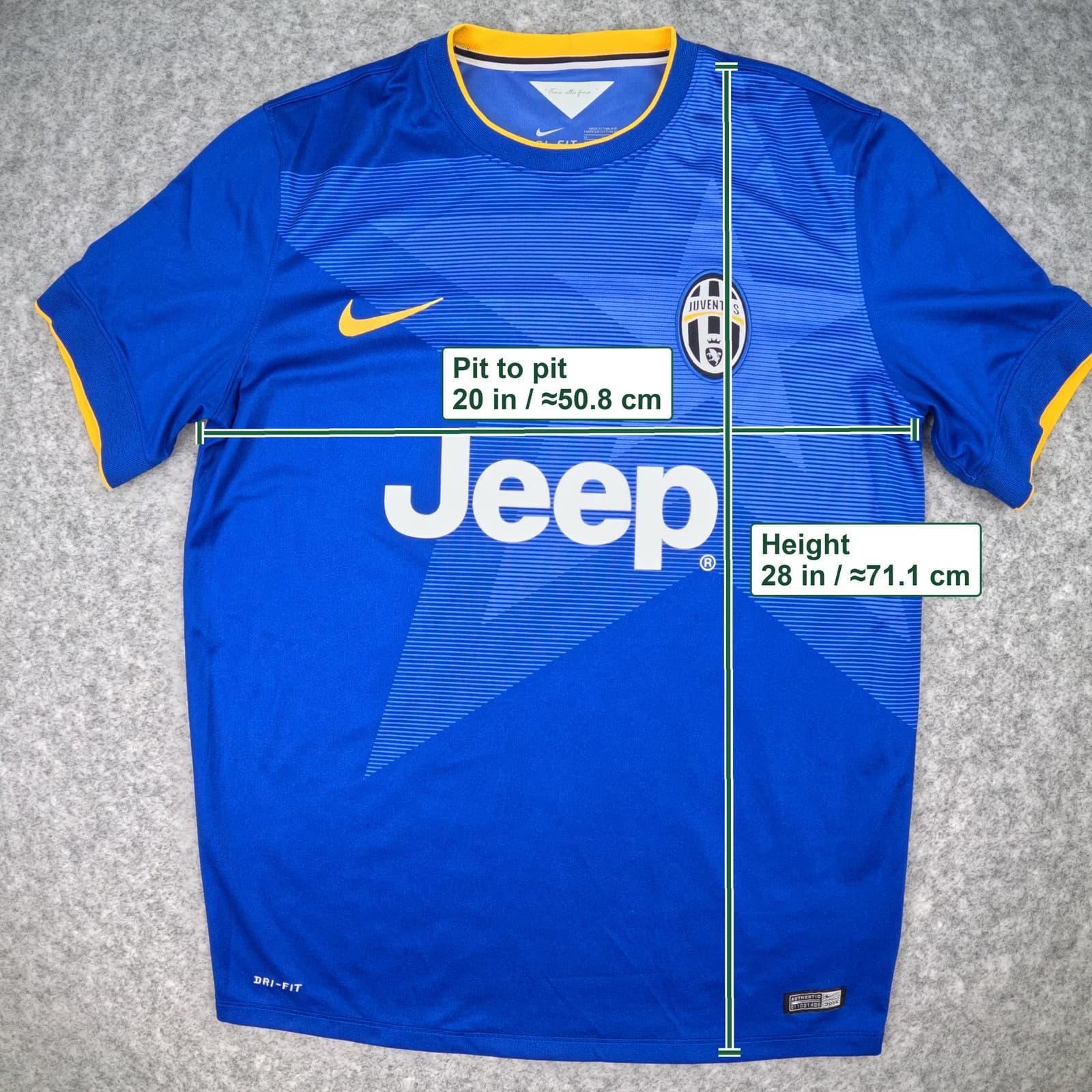 Juventus Football Shirt Medium Blue 2014 2015 Nike Soccer Jersey Jeep photo 3