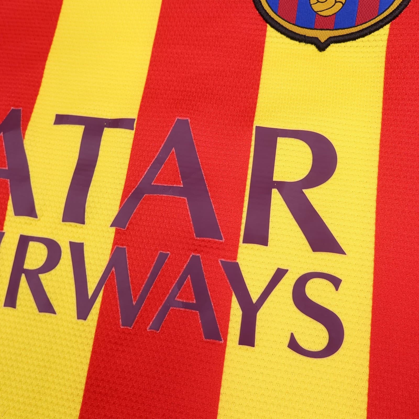 Barcelona Shirt Mens Medium Away 2013 2014 Football Nike Qatar Airways Jersey photo 5