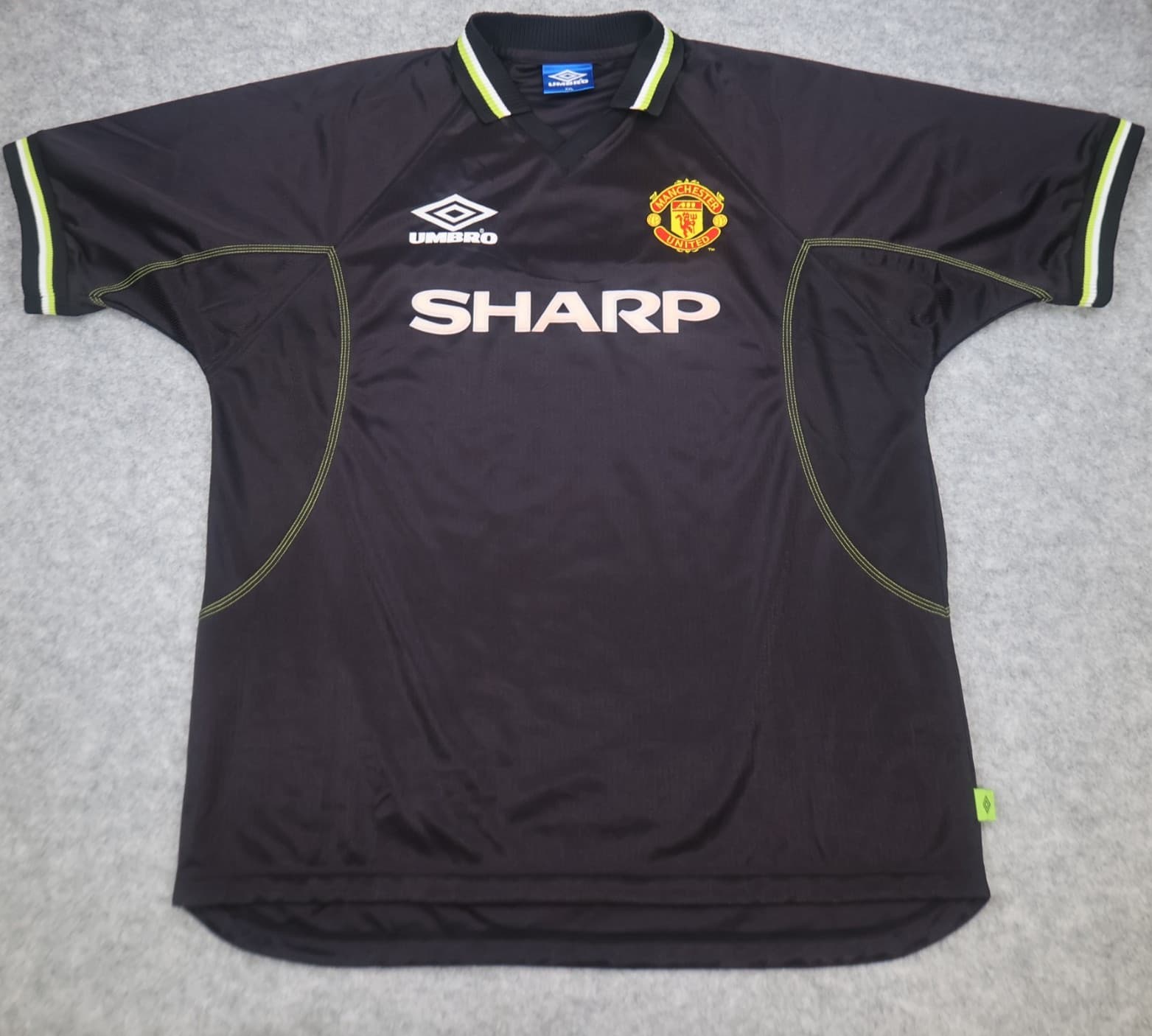 Vintage Manchester United Shirt 2XL Black Third Kit 1998 1999 Umbro Jersey XXL