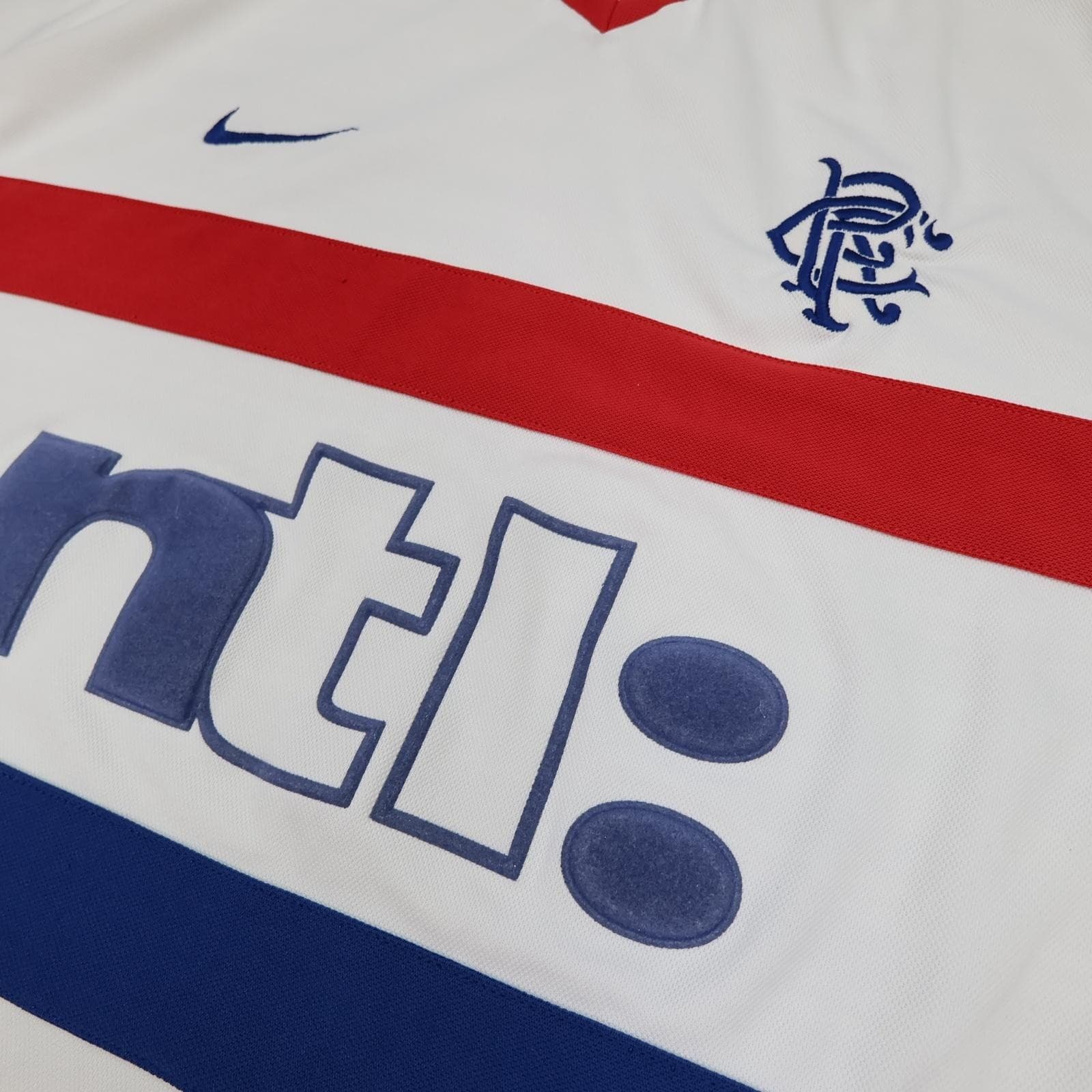Vintage Rangers Shirt Mens Large White Away 2000 2001 Nike Ntl Soccer Jersey 00s photo 5