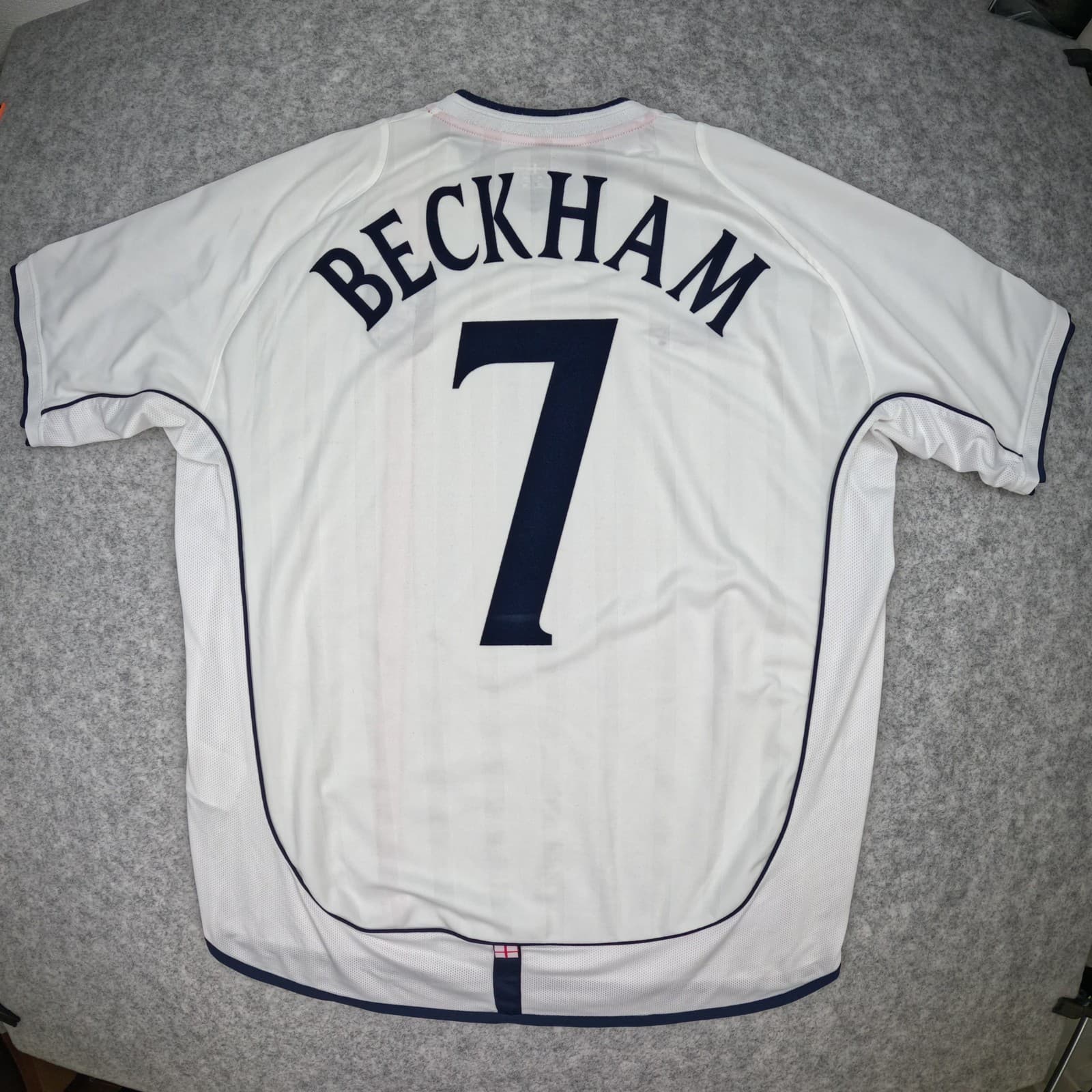 England Football Shirt Adult XL White Home Umbro Beckham 7 2001 2003 Jersey