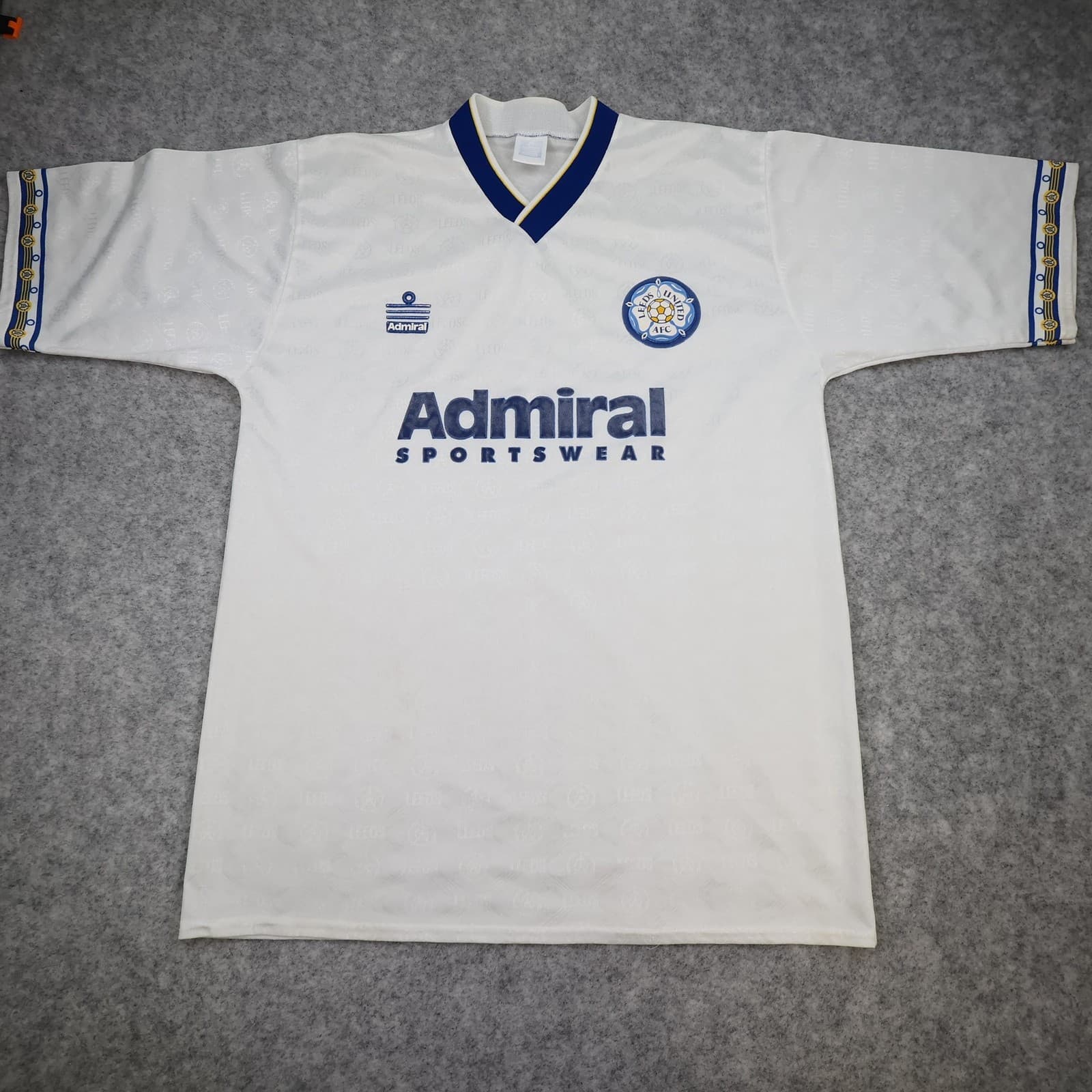 Vintage Leeds United Shirt Mens Large White Home Admiral 1992 1993 Soccer Jersey