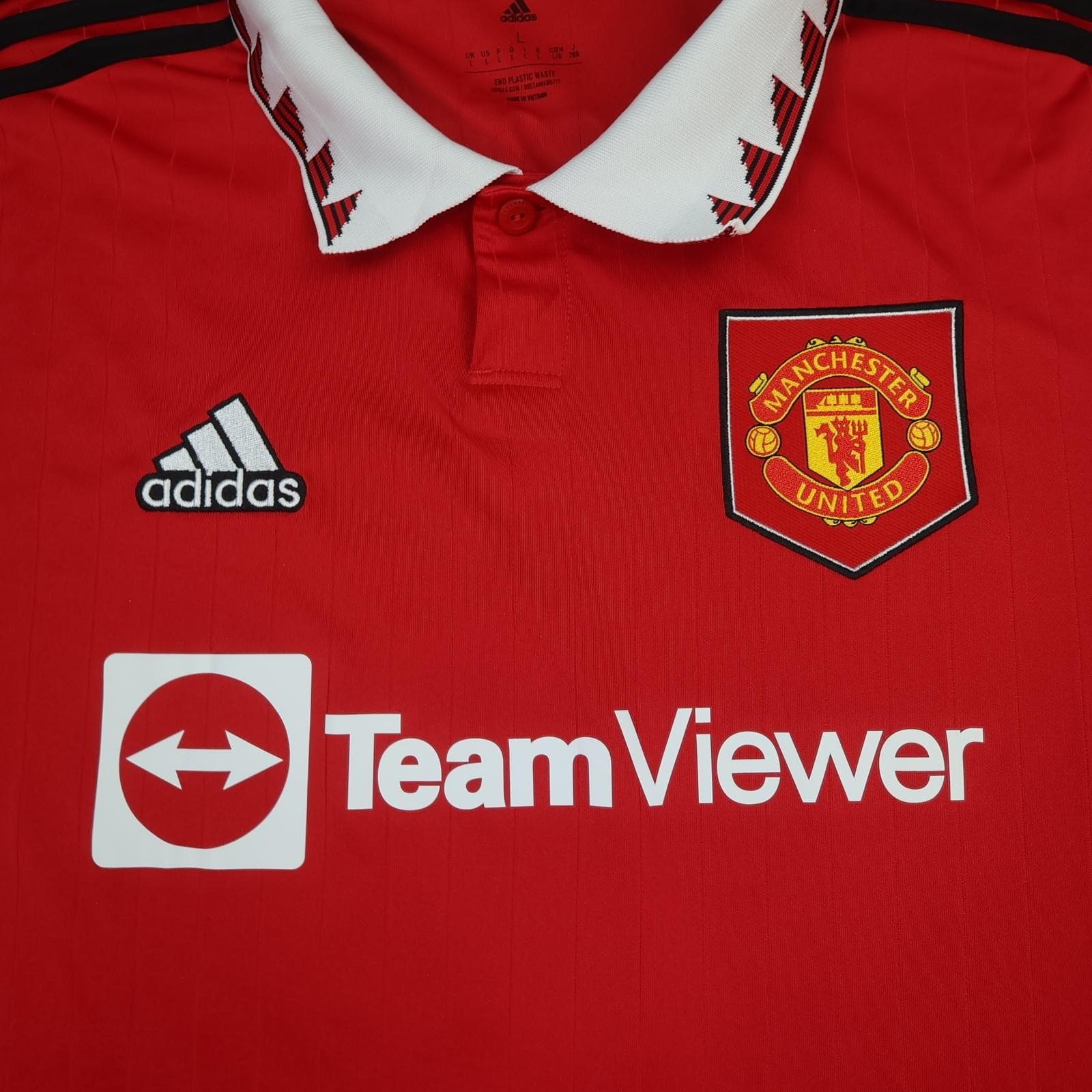 Manchester United Shirt Mens Large Red Home 2022 2023 Football Adidas Eriksen 14 photo 4