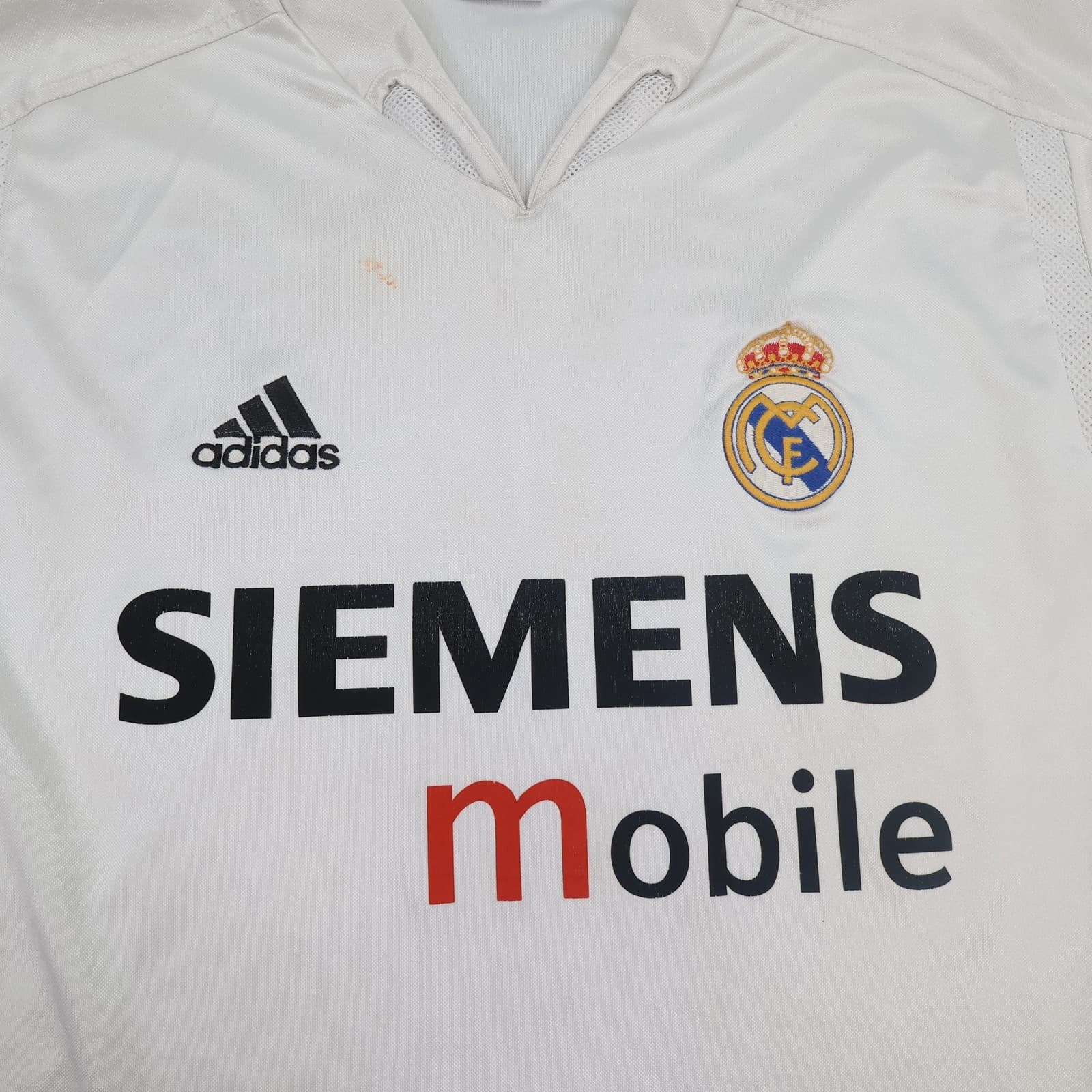 Vintage Real Madrid Shirt Mens Medium White Home 2004 2005 Adidas Siemens Mobile photo 3