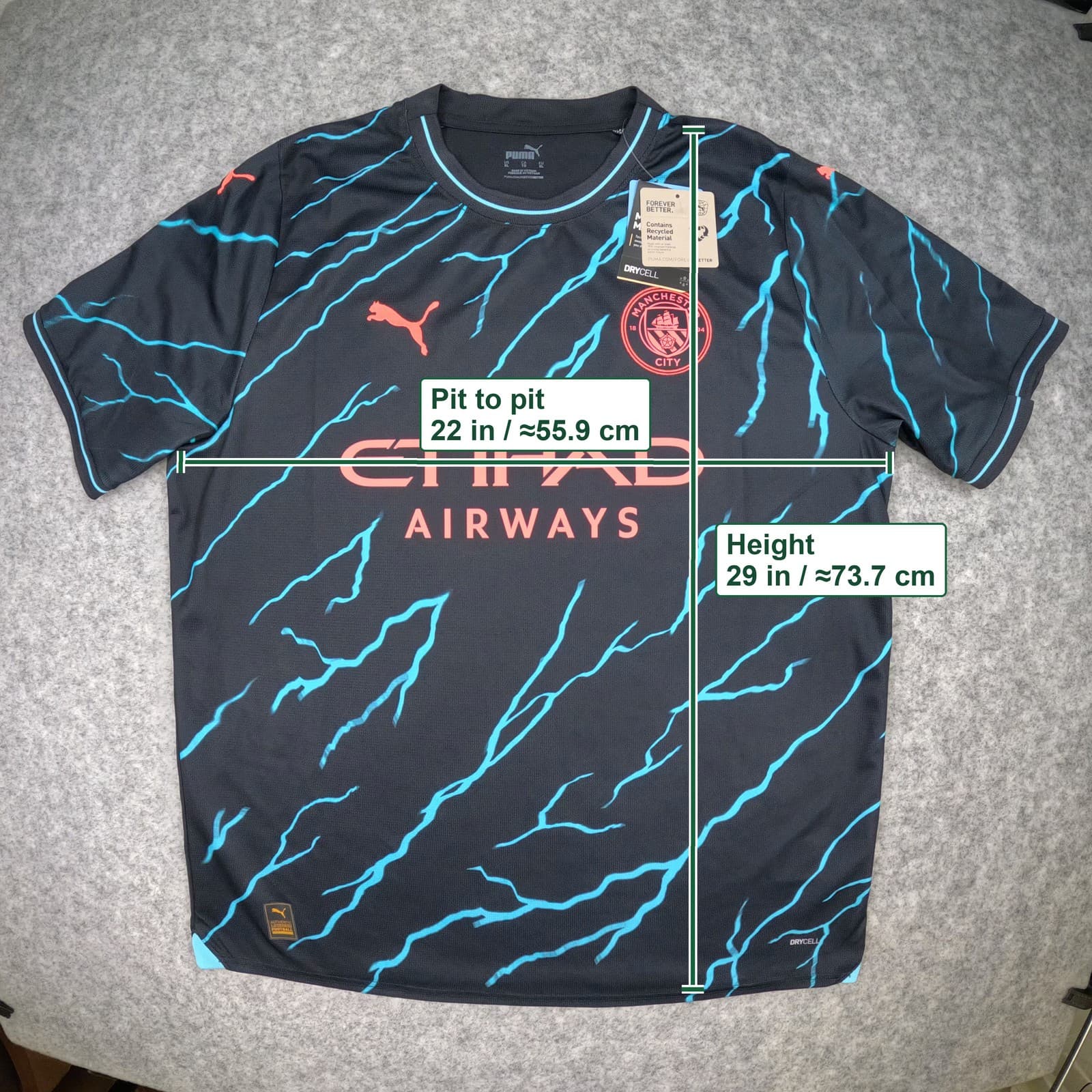 Manchester City Football Shirt Extra Large Black 2023 24 PUMA Haaland Jersey photo 3