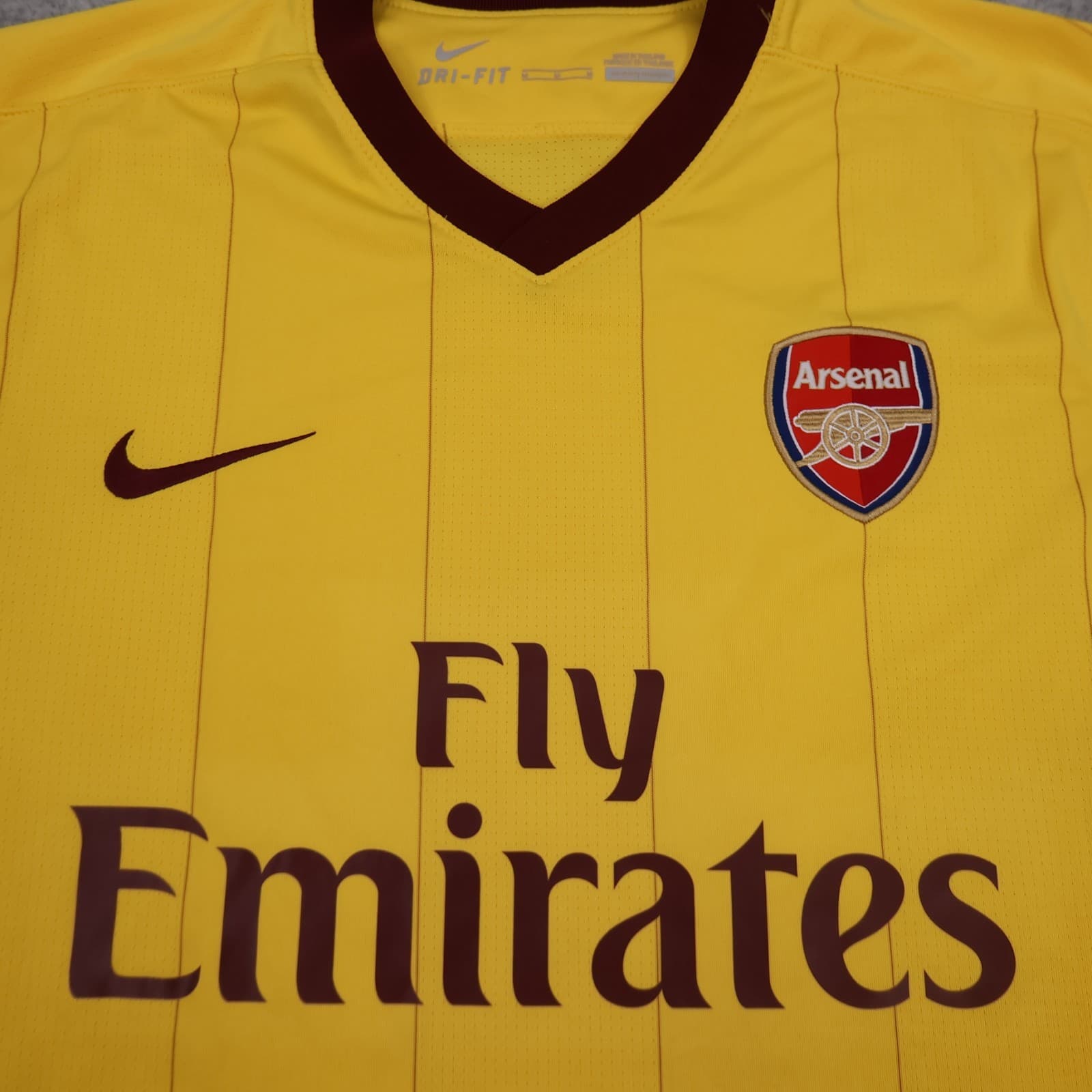 Arsenal Shirt Medium Yellow Away Kit 2010 2013 Nike Soccer Jersey photo 3