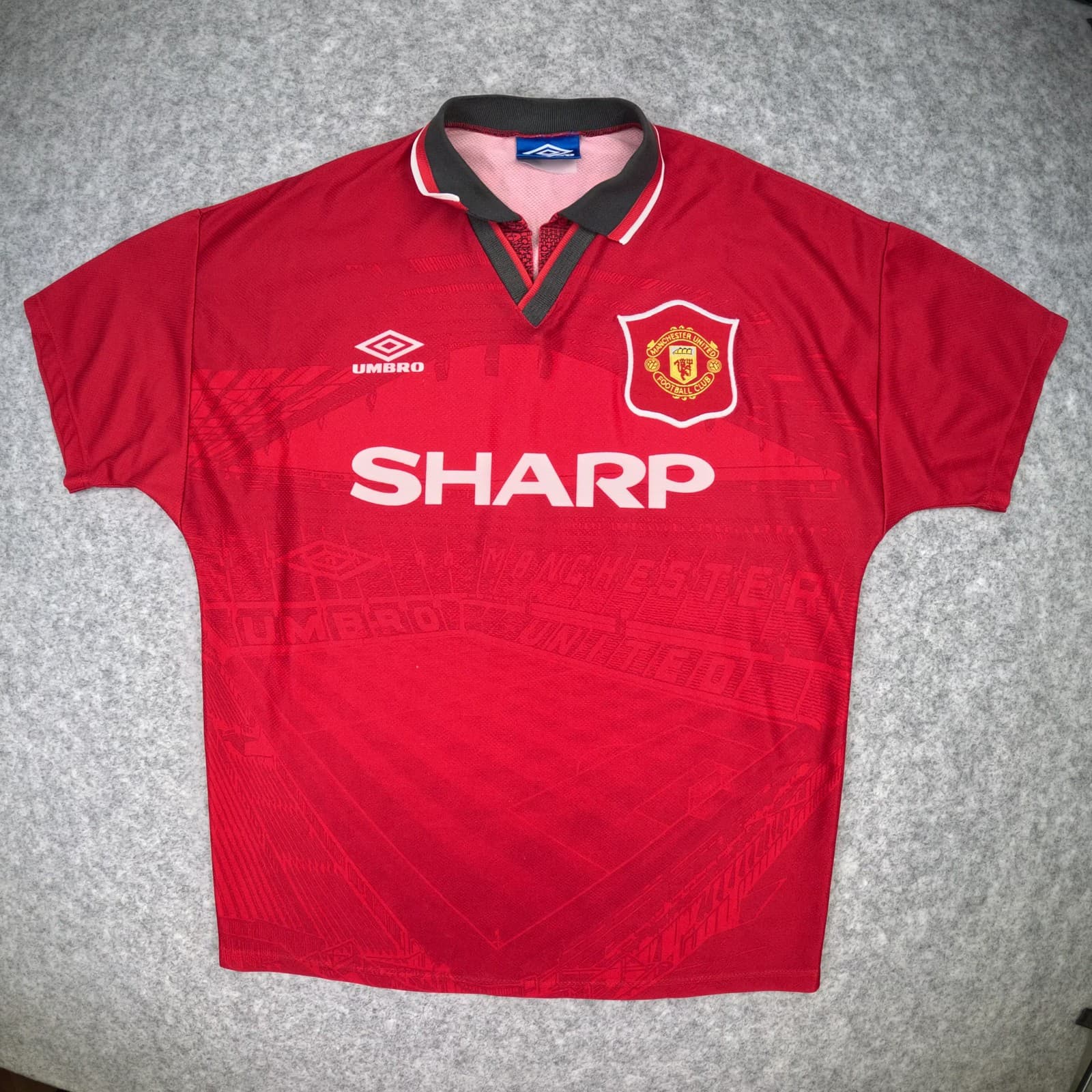 Manchester United Football Shirt Medium Red Home 1994 96 Umbro Beckham 24 photo 3