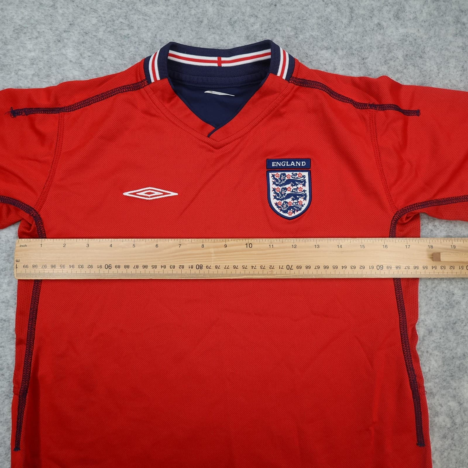 Vintage England Away Shirt Extra Large Boys Red 2002 2004 Football Umbro Jersey photo 7