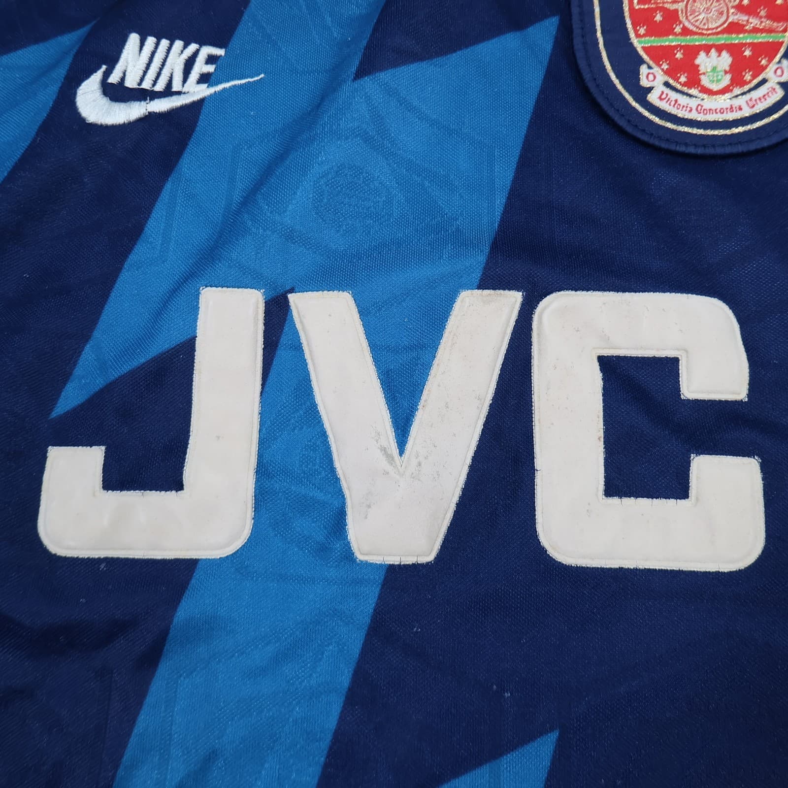 Vintage Arsenal Shirt Small Blue Away Kit 1995 1996 Soccer Jersey JVC Gunner AFC photo 10