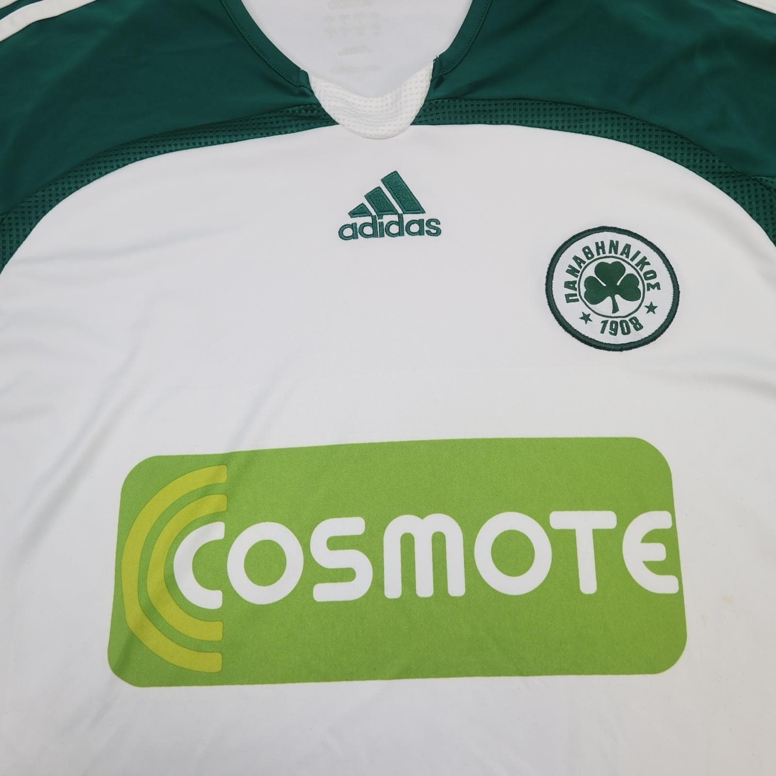 Vintage Panathinaikos Shirt Mens Large White 2006 2007 Football Adidas Cosmote photo 3