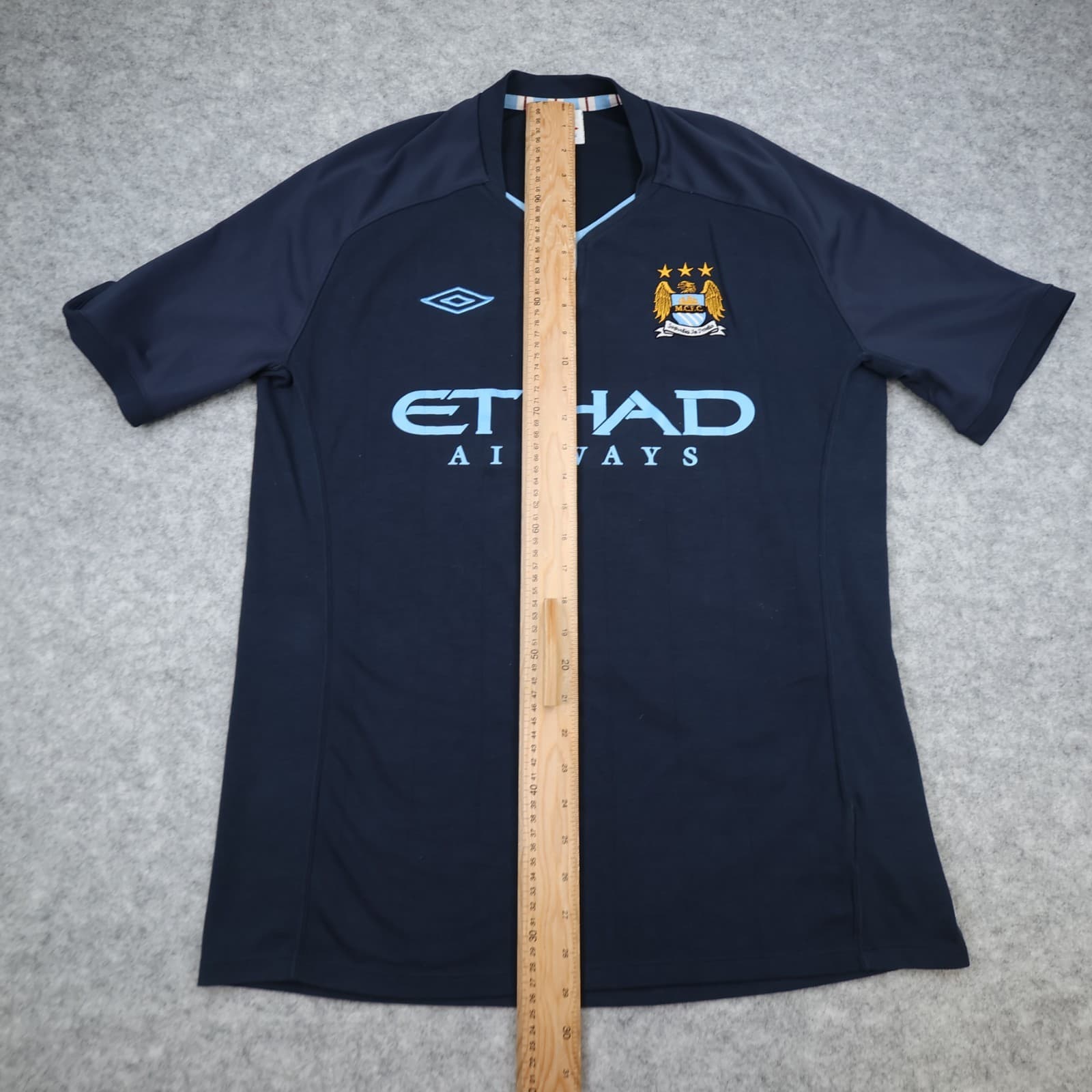 Manchester City Shirt Large Navy Away Kit 2010 2012 Umbro Soccer Jersey photo 12