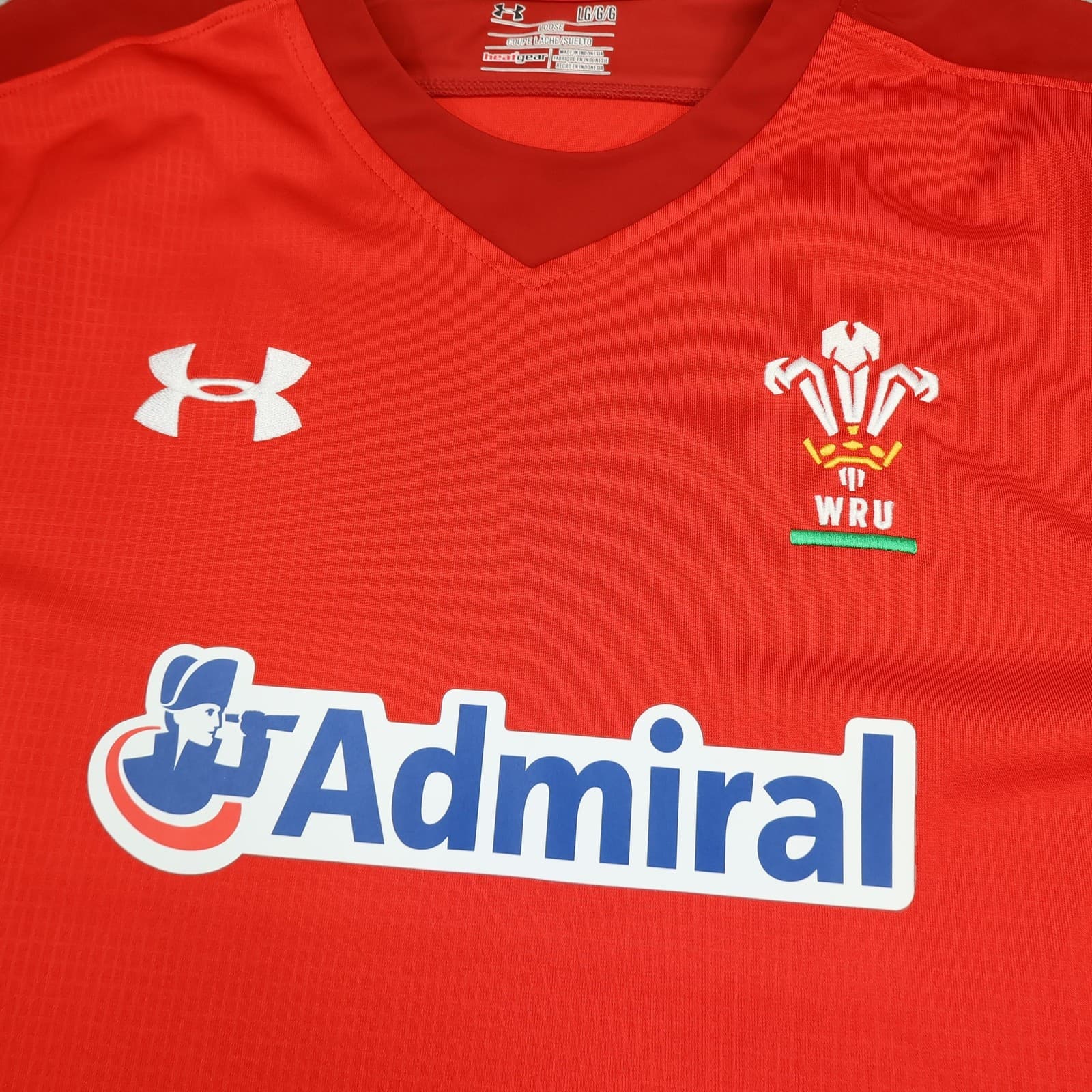 Wales Rugby Shirt Mens Large Red Rugby Union Under Armour Admiral 2016 Jersey photo 3