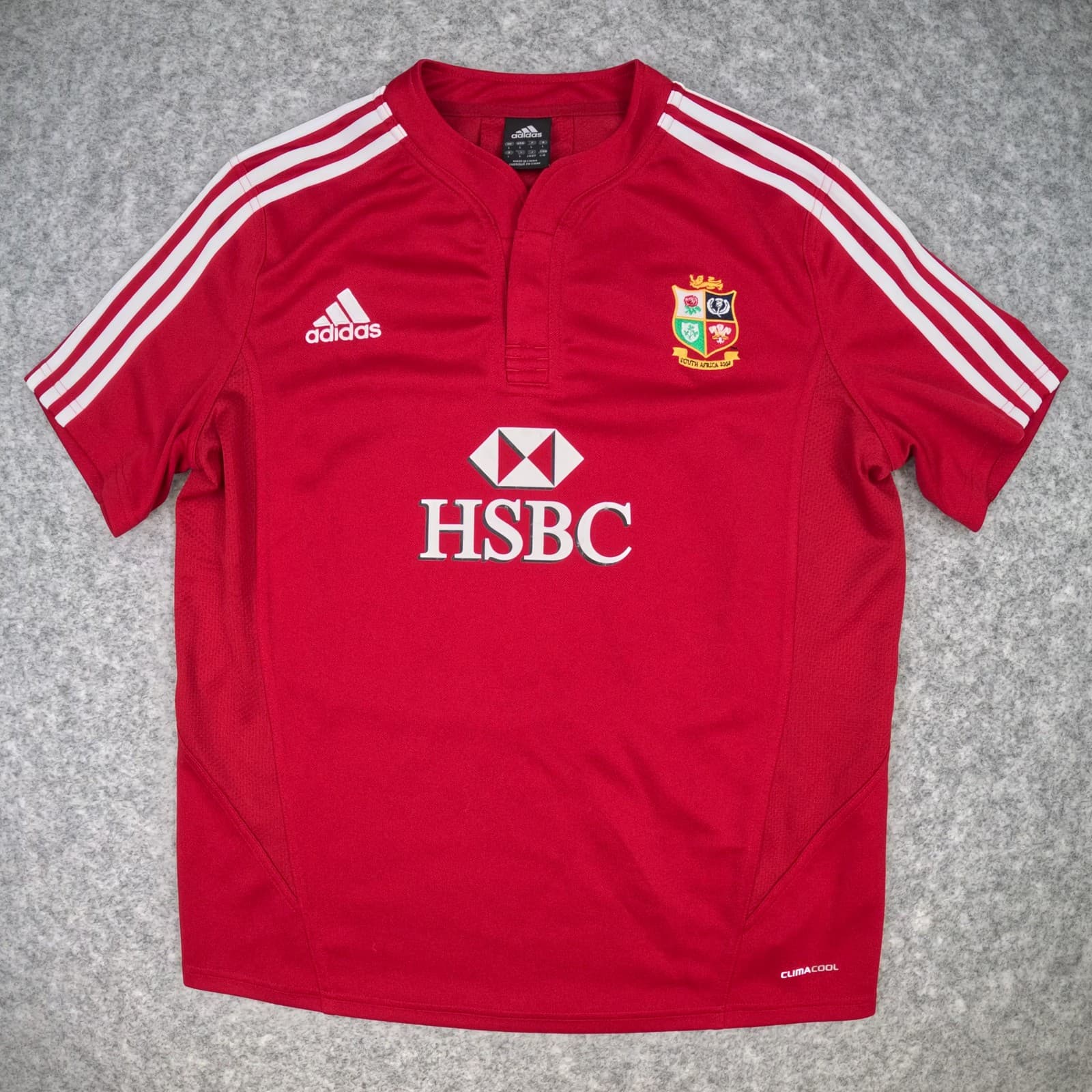 Lions Rugby Shirt Large Red Womens Ladies 2009 Adidas Short Sleeve Jersey