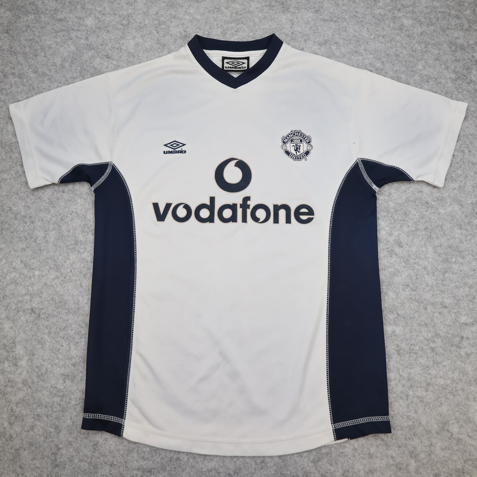 Manchester United Shirt Small Training White Kit 2000 2001 Umbro Jersey