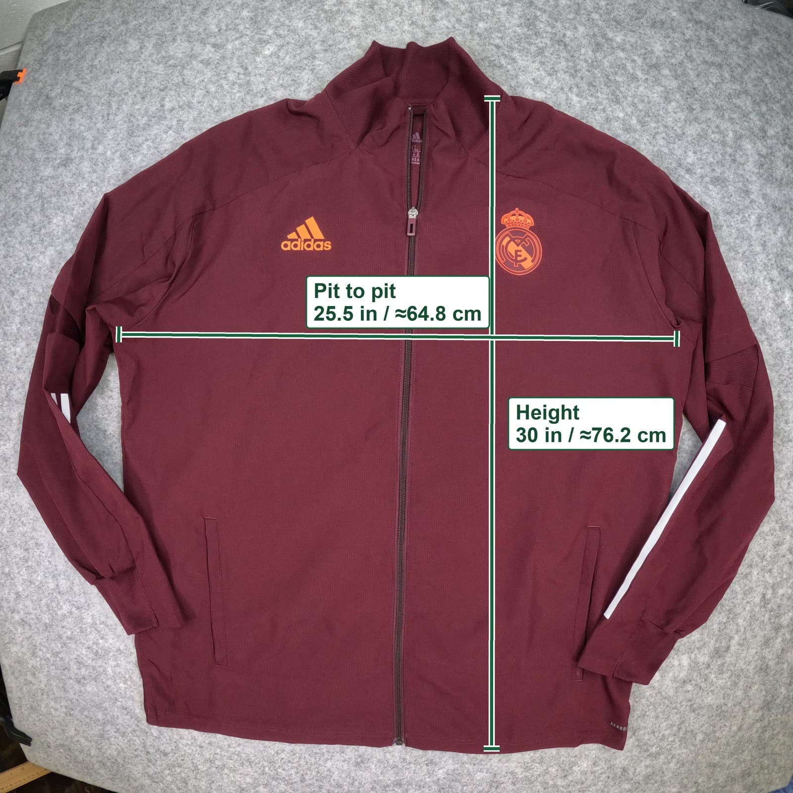 Real Madrid Jacket Extra Large Burgundy adidas Long Sleeve Football Zip photo 4