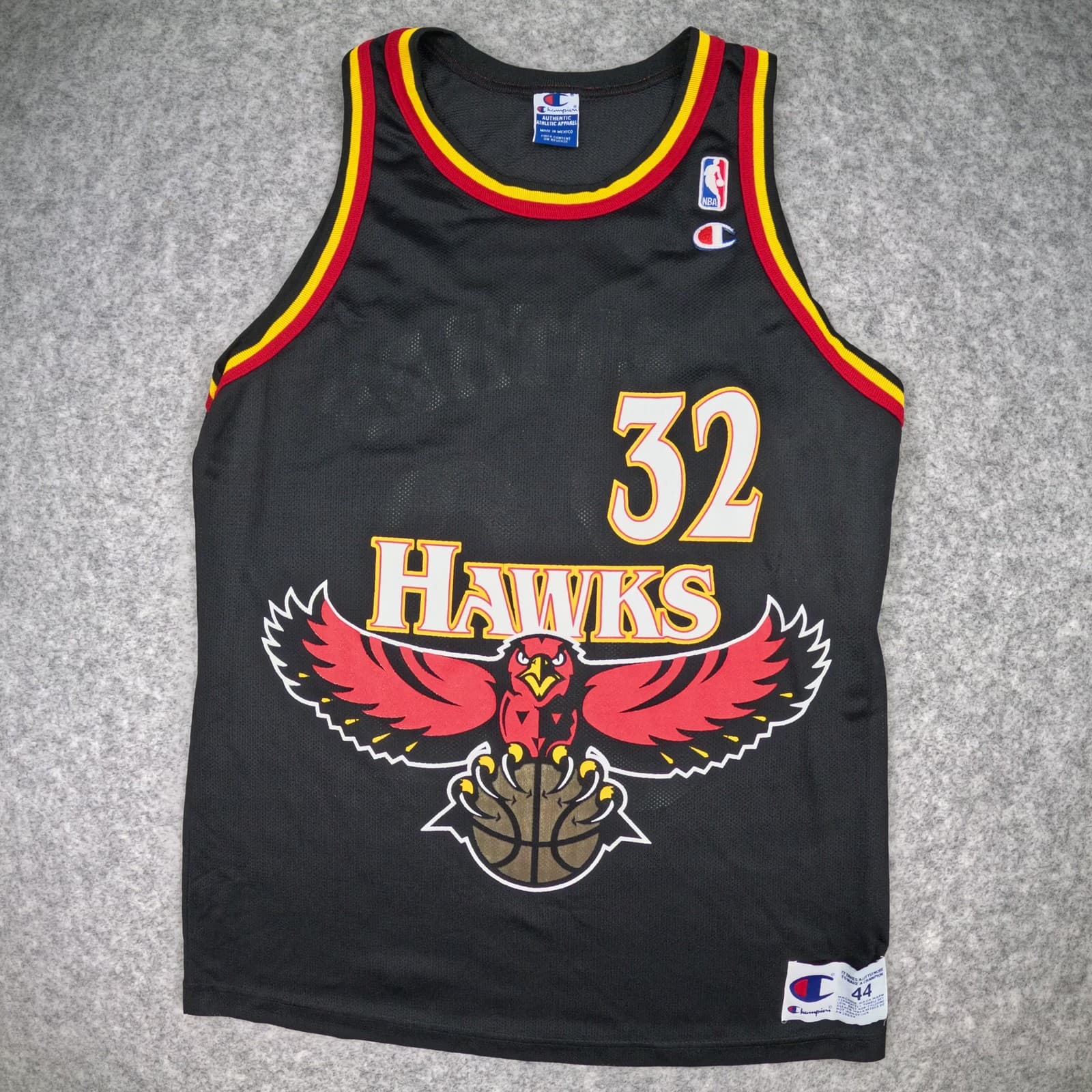 Atlanta Hawks Jersey Medium 44 Black Champion Laettner 32 Sleeveless Basketball