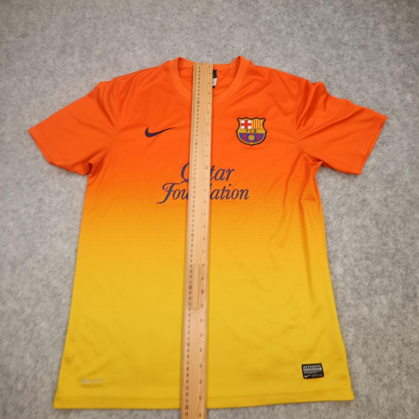 Barcelona Shirt Mens Medium Orange Away 2012 2013 Football Nike Qatar Foundation photo 12