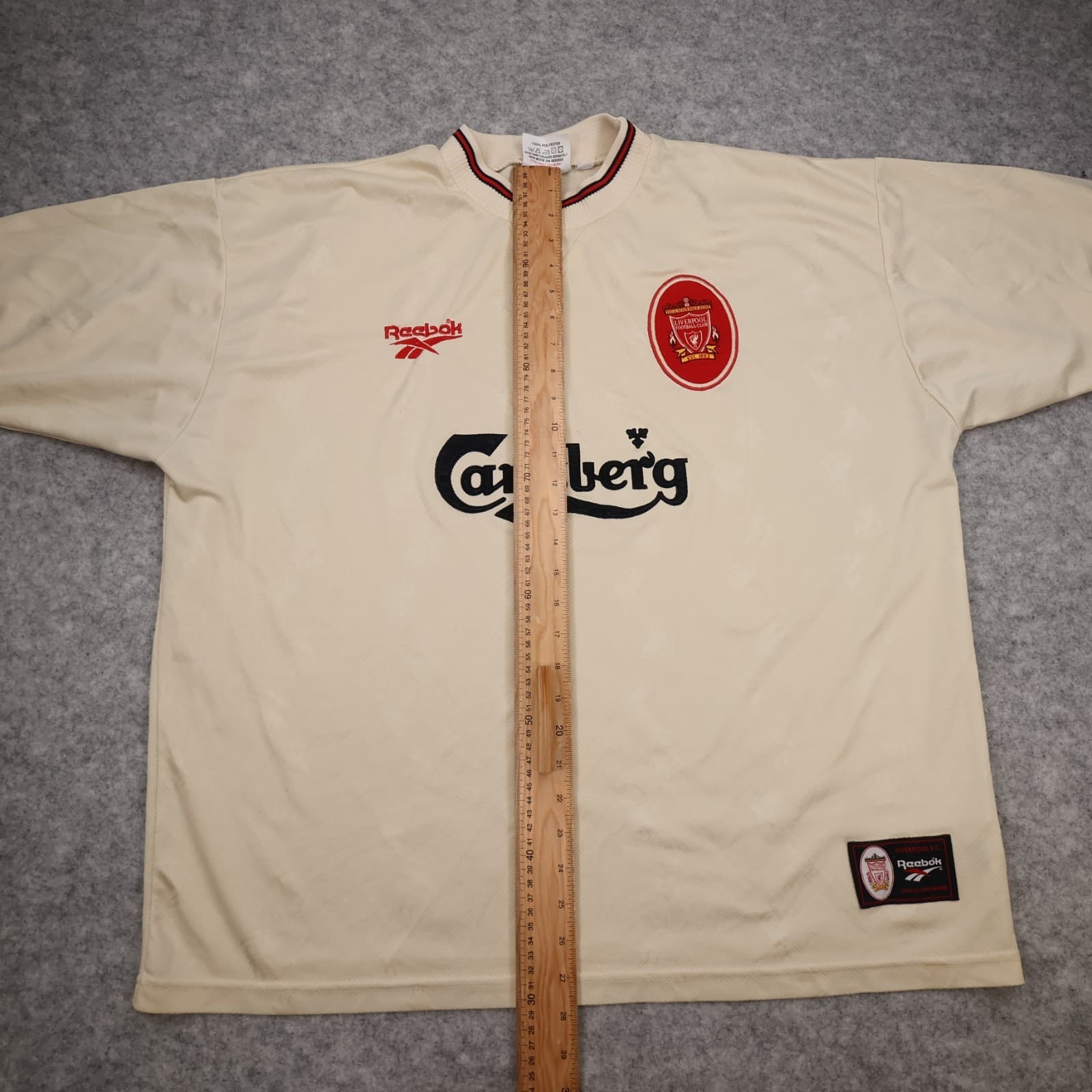 Vintage Liverpool Shirt 2XL Beige Away Kit 1996 1997 Reebok Jersey 50/52 photo 14
