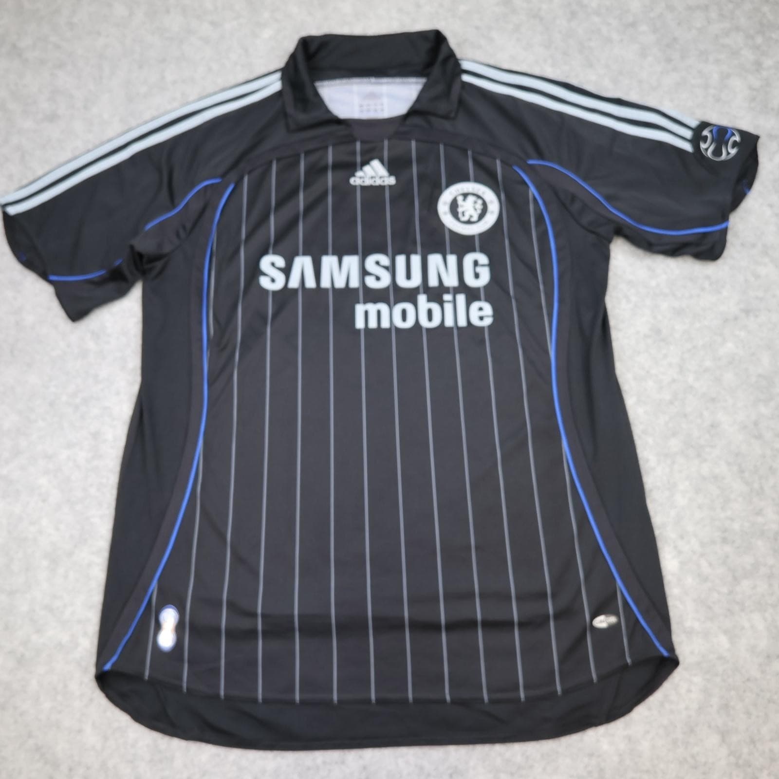 Chelsea Away Shirt Mens Large Away Black 2006 2008 Adidas Ballack Soccer Jersey photo 2
