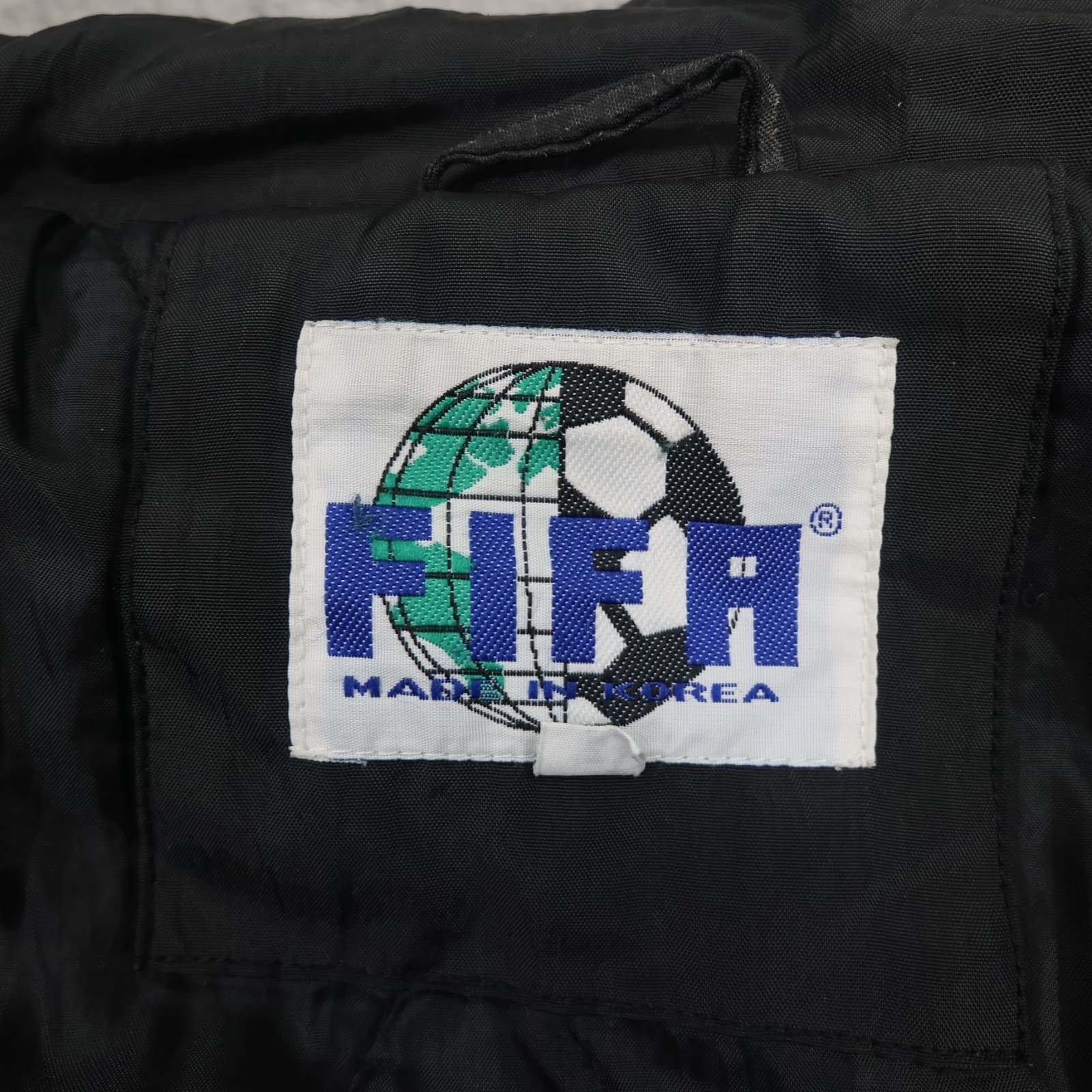 Vintage Football Jacket Extra Large Black 1998 Fifa World Cup Padded Official photo 11