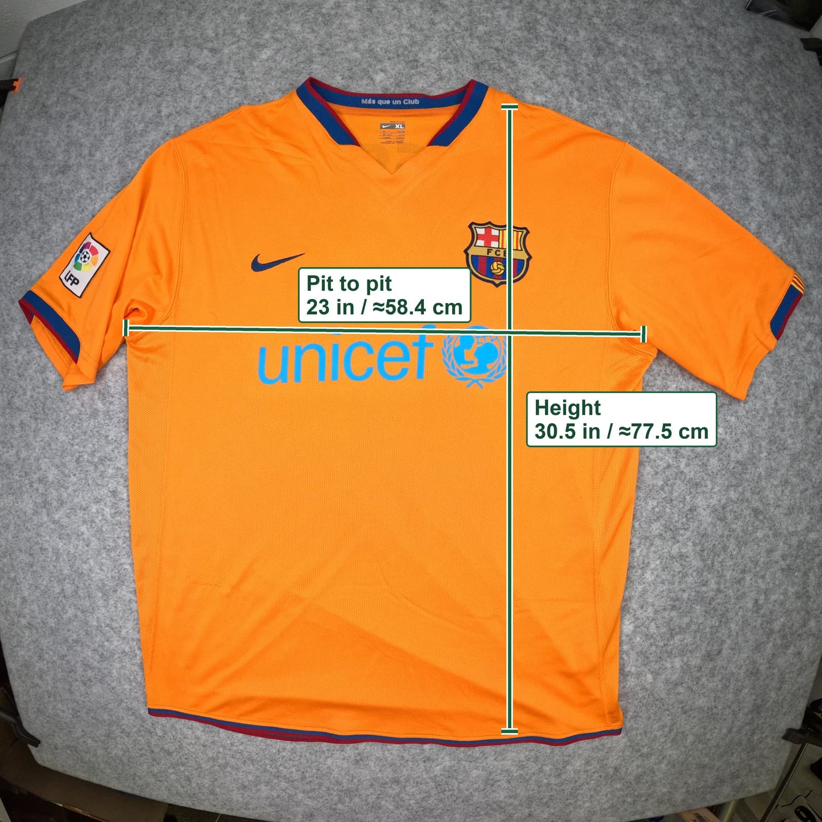 Barcelona Football Shirt Extra Large 2006 2007 Away Orange Nike Messi 19 Jersey photo 3