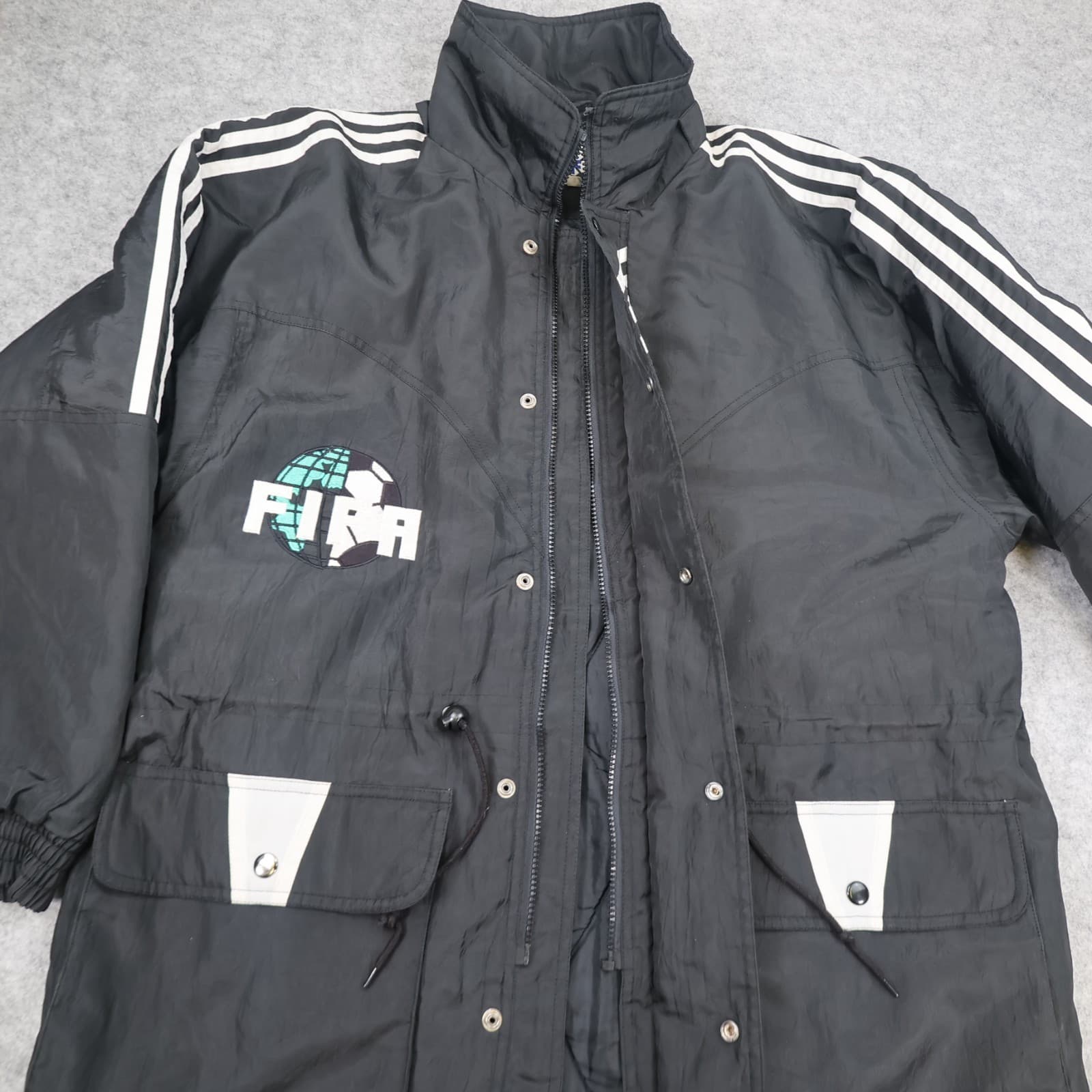 Vintage Football Jacket Extra Large Black 1998 Fifa World Cup Padded Official photo 7