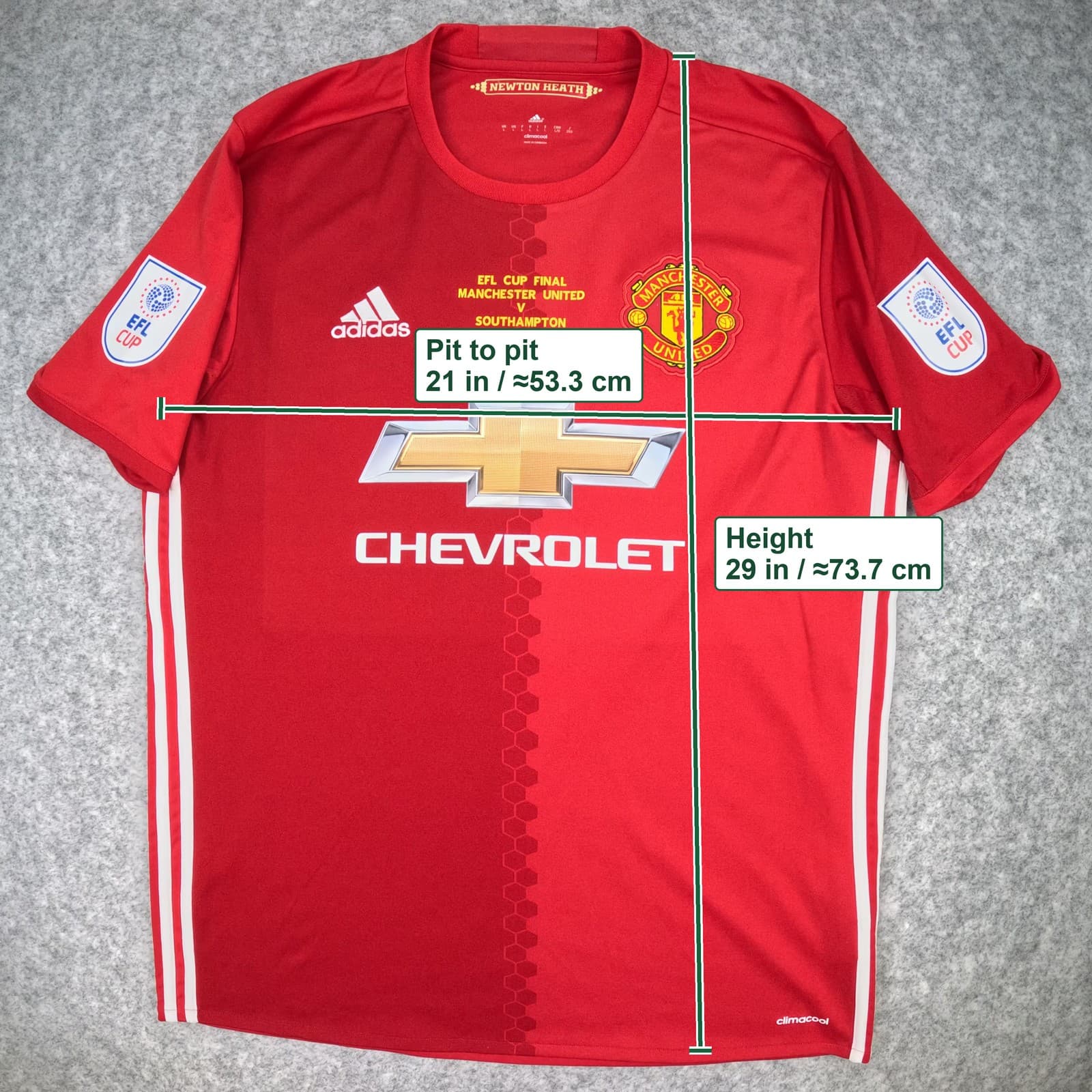 Manchester United Football Shirt Large Red 2016 17 adidas Ibrahimovic Jersey photo 3